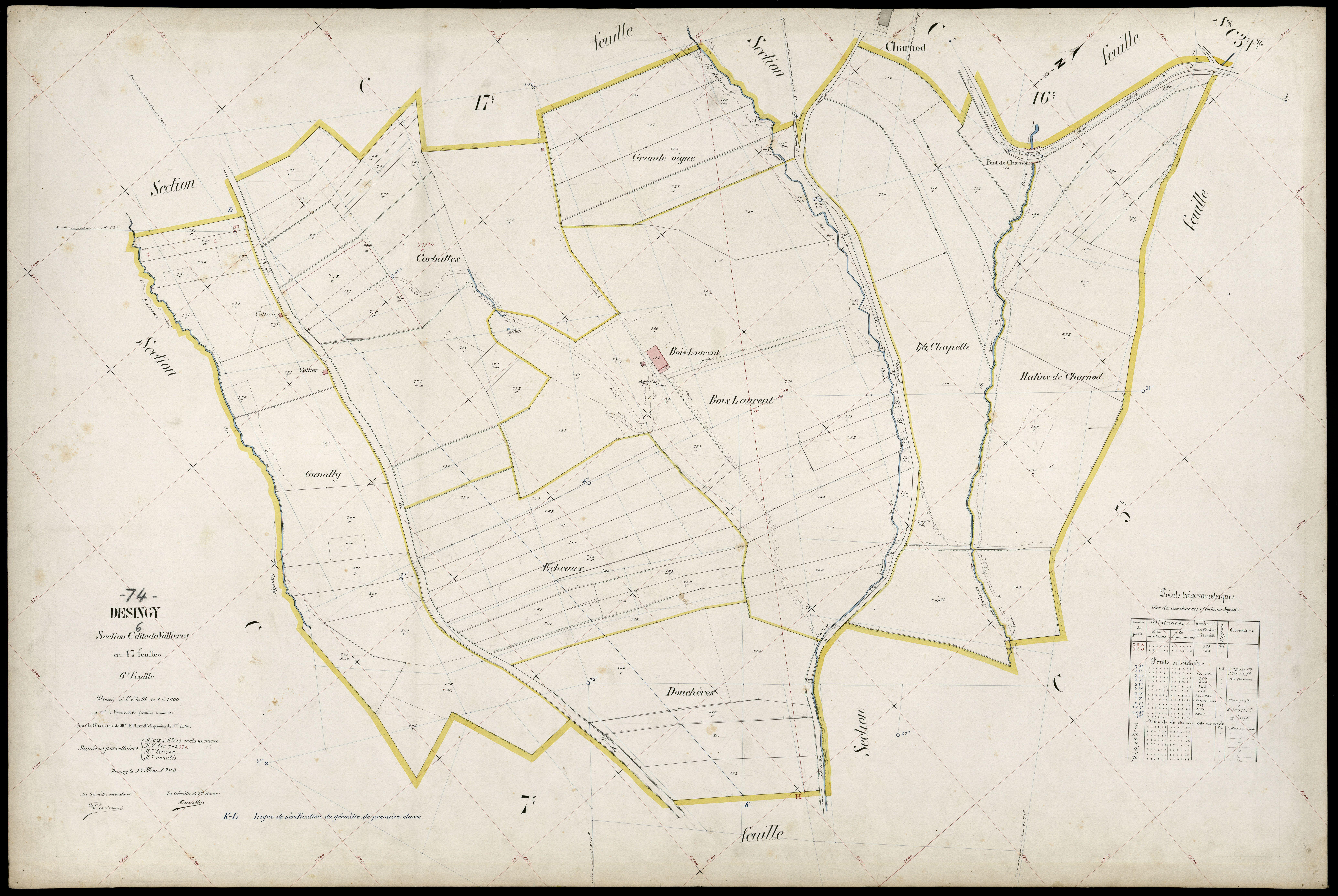 3 P 3 4165 - Feuille n° 7, parcelles n° 813 à 933 - 1er mai 1909