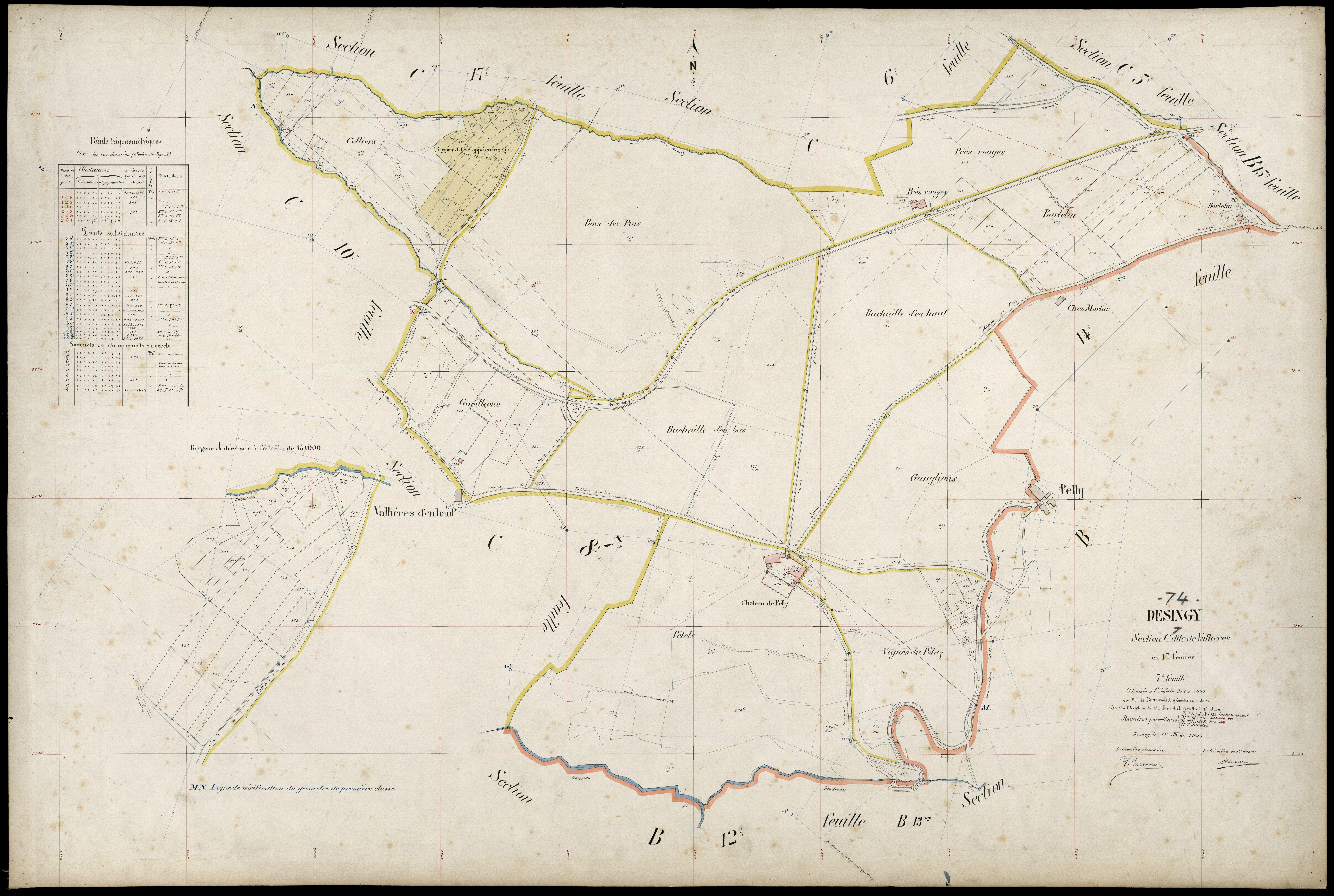 3 P 3 4166 - Feuille n° 8, parcelles n° 934 à 1109 - 1er mai 1909