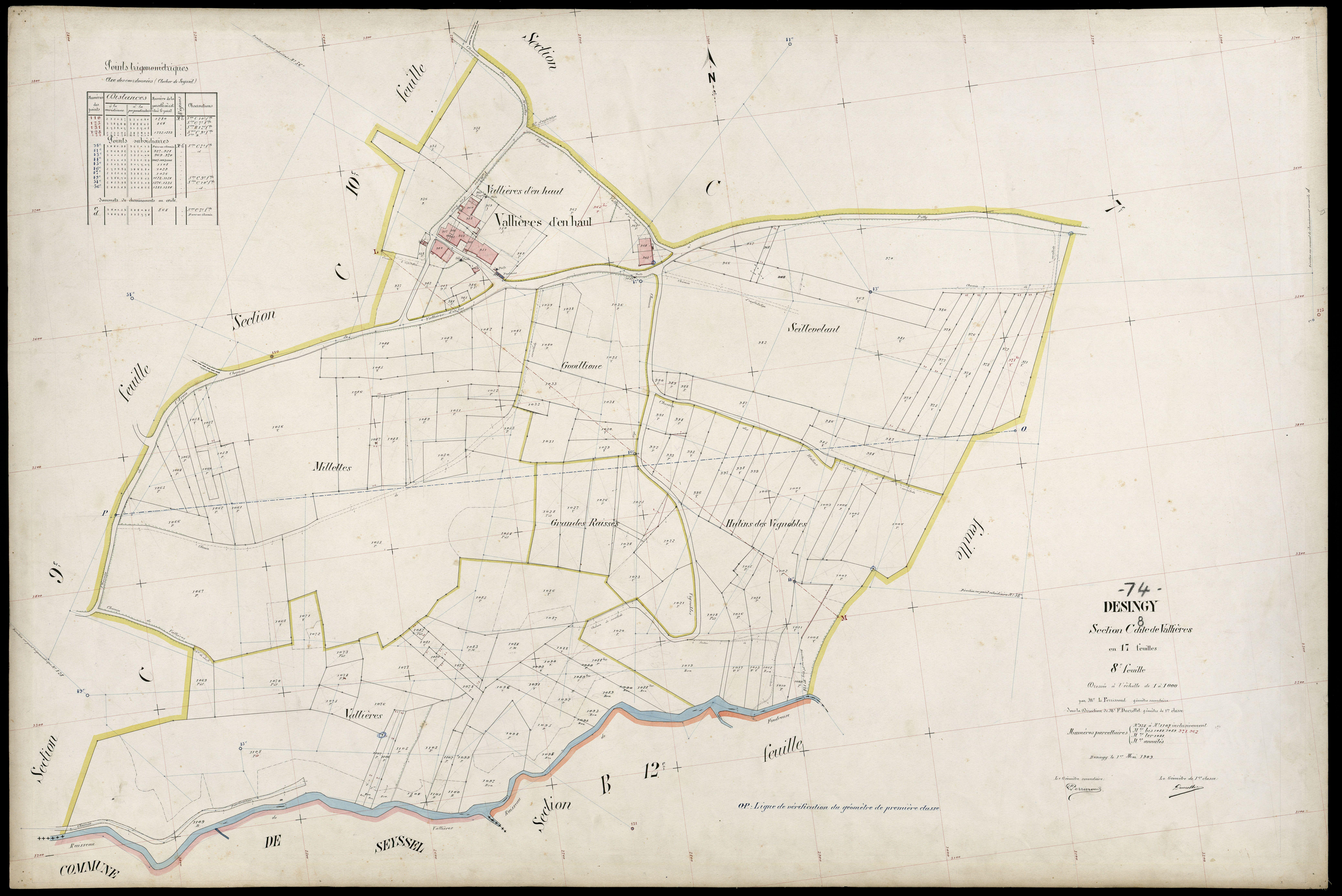 3 P 3 4167 - Feuille n° 9, parcelles n° 1110 à 1274 - 1er mai 1909