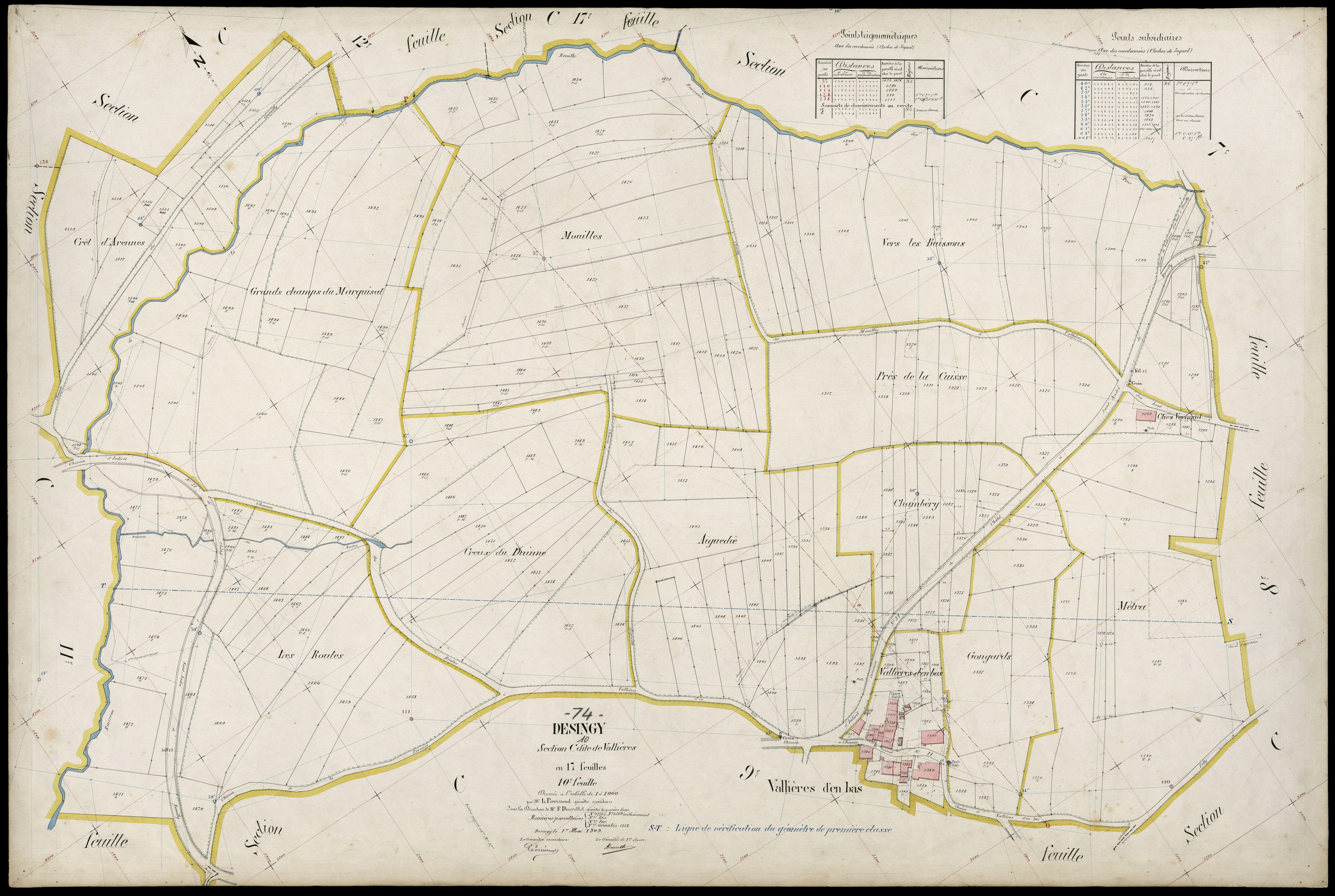 3 P 3 4169 - Feuille n° 11, parcelles n° 120 à 1660 - 1er mai 1909