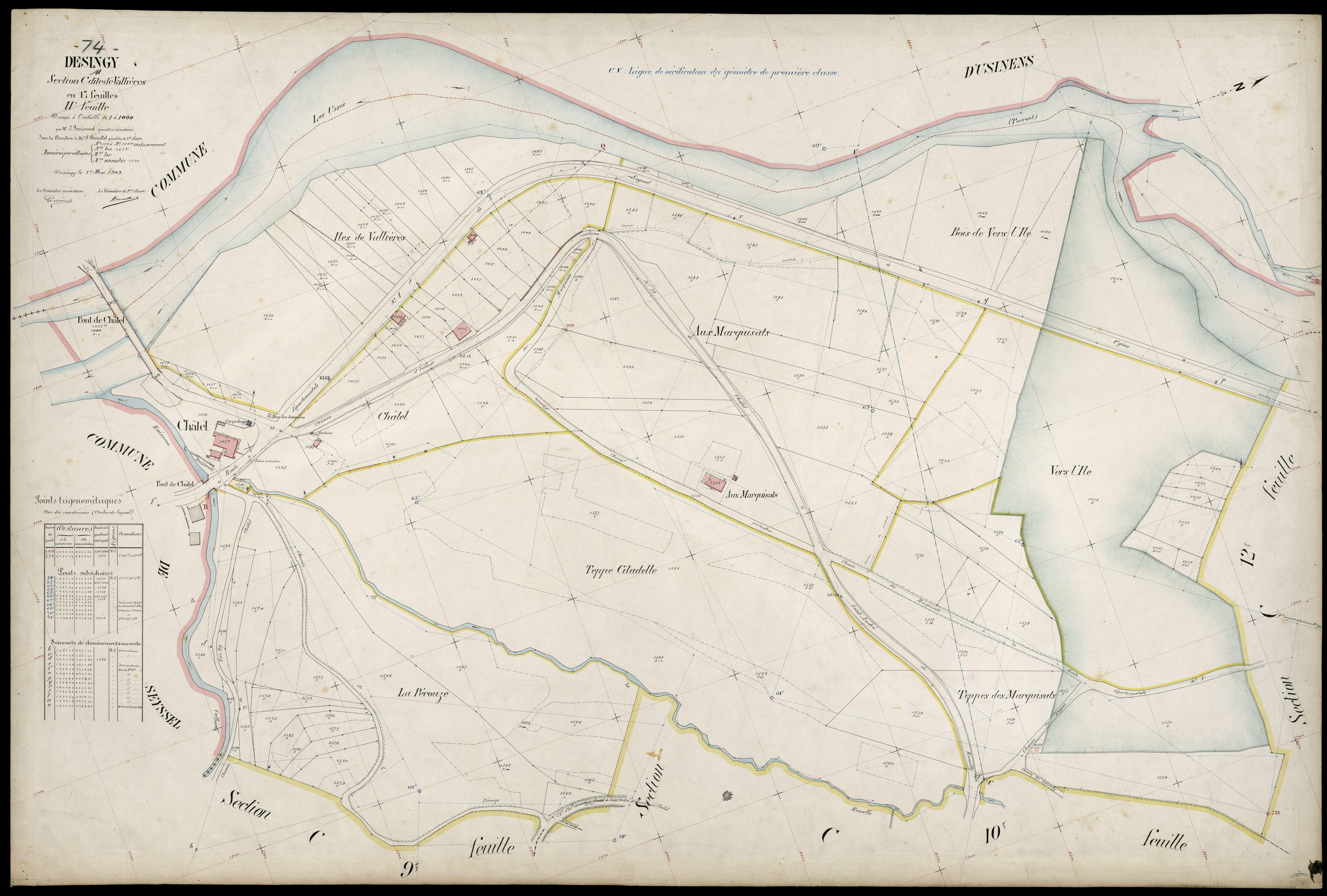 3 P 3 4170 - Feuille n° 12, parcelles n° 1661 à 1878 - 1er mai 1909