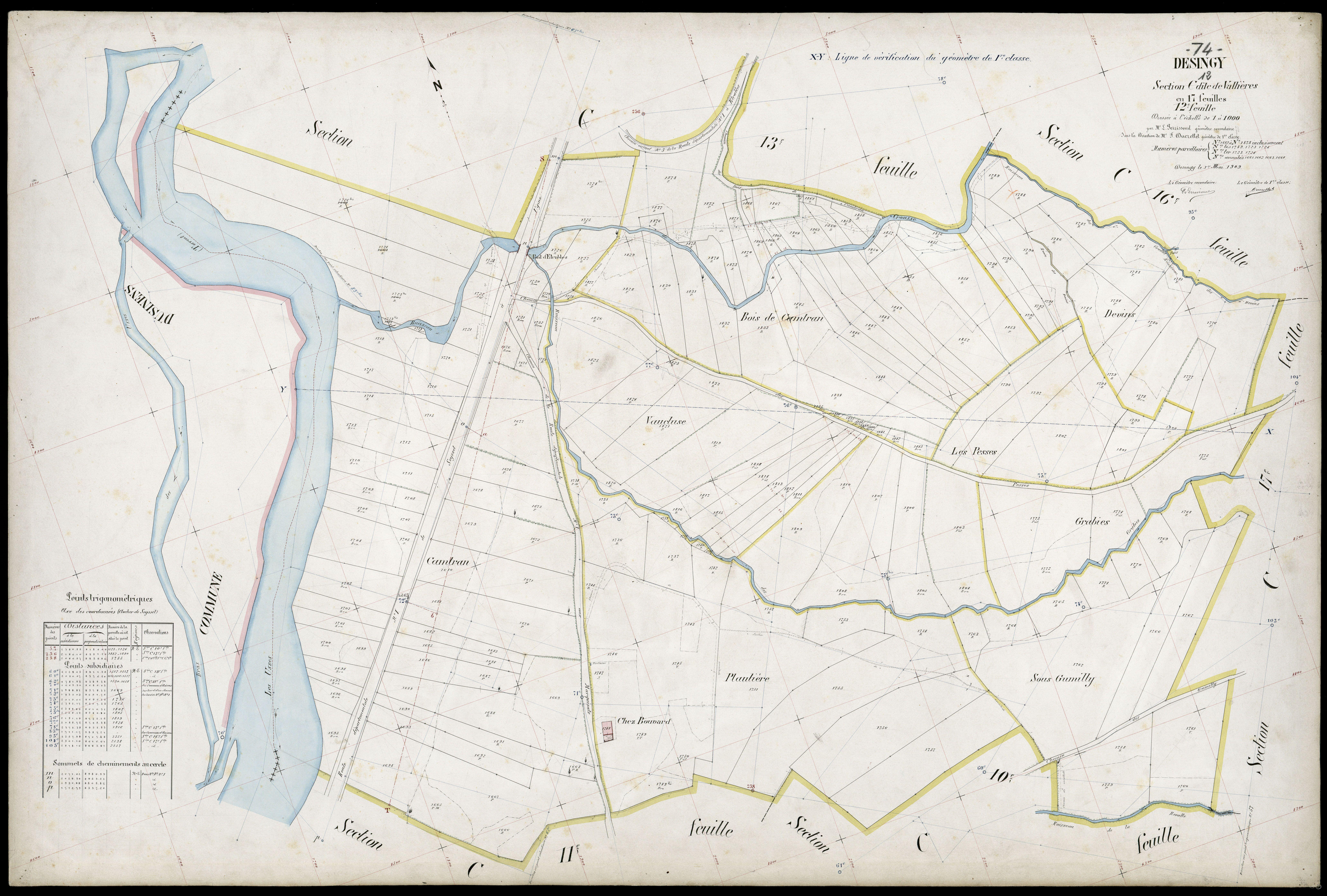 3 P 3 4171 - Feuille n° 13, parcelles n° 1879 à 2013 - 1er mai 1909
