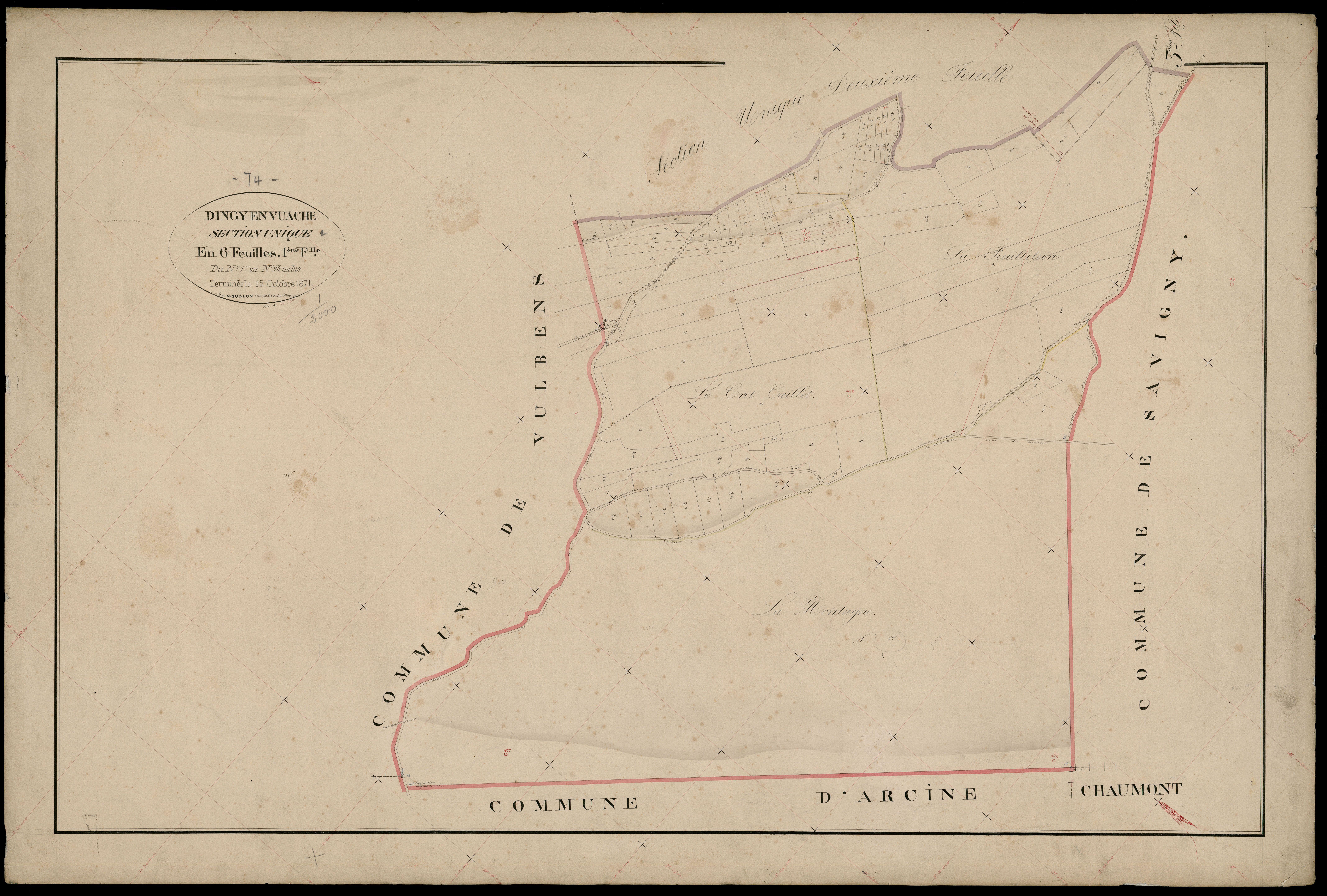 3 P 3 4178 - Feuille n° 2, parcelles n° 94 à 334 - 15 octobre 1871