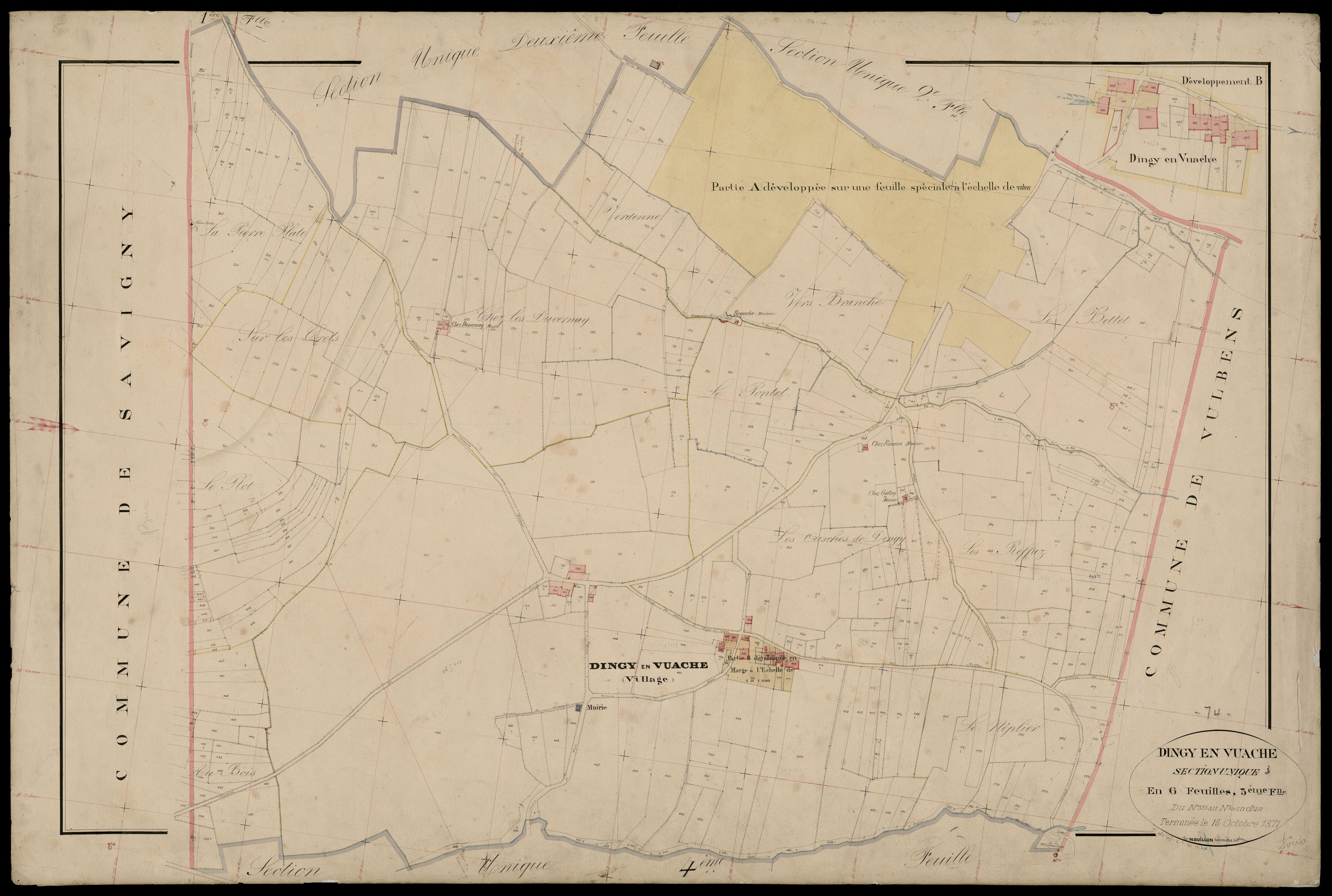 3 P 3 4180 - Feuille n° 4, parcelles n° 937 à 1448 - 15 octobre 1871