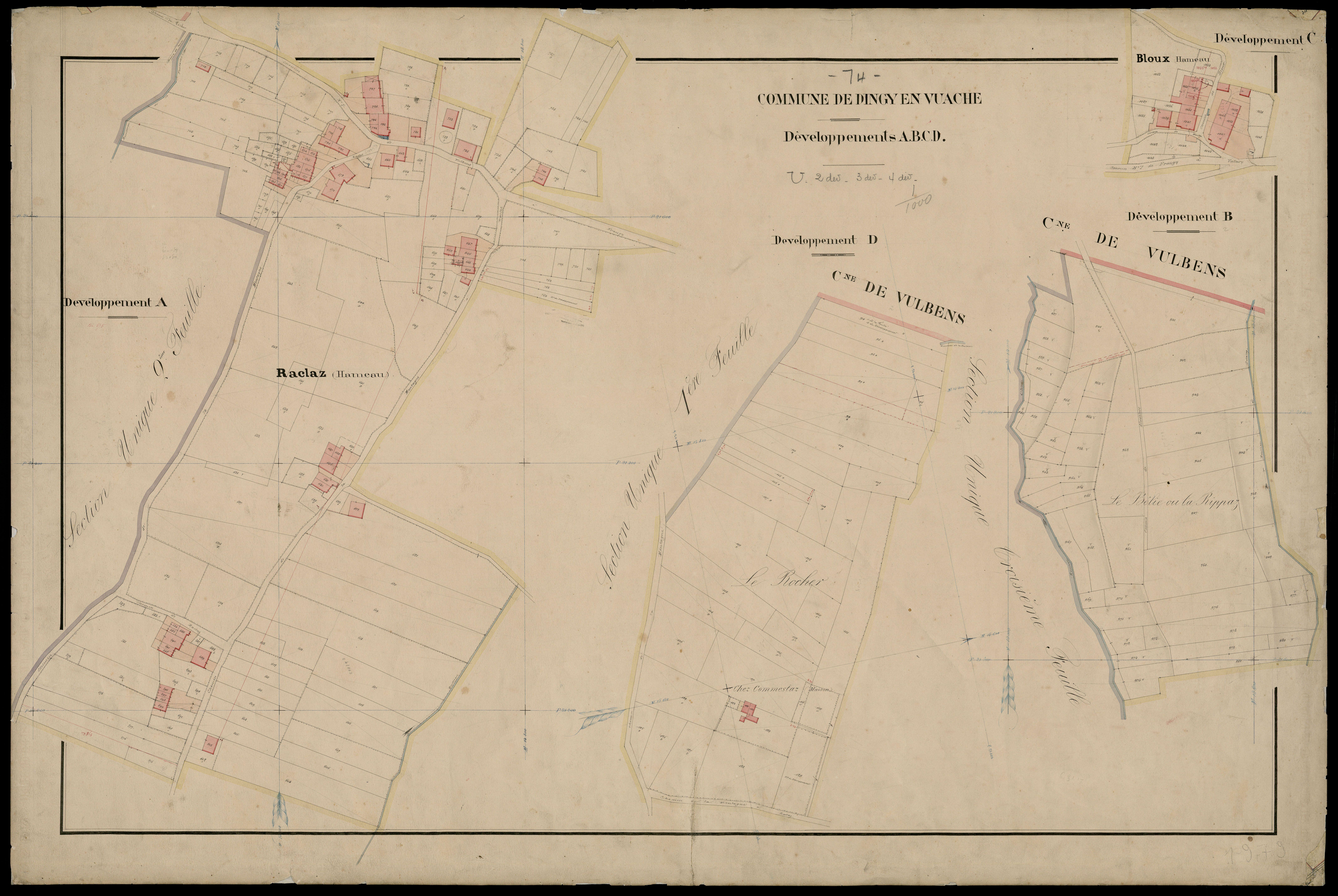 3 P 3 4182 - Feuille n° , parcelles n° 1449 à 176 - 15 octobre 1871