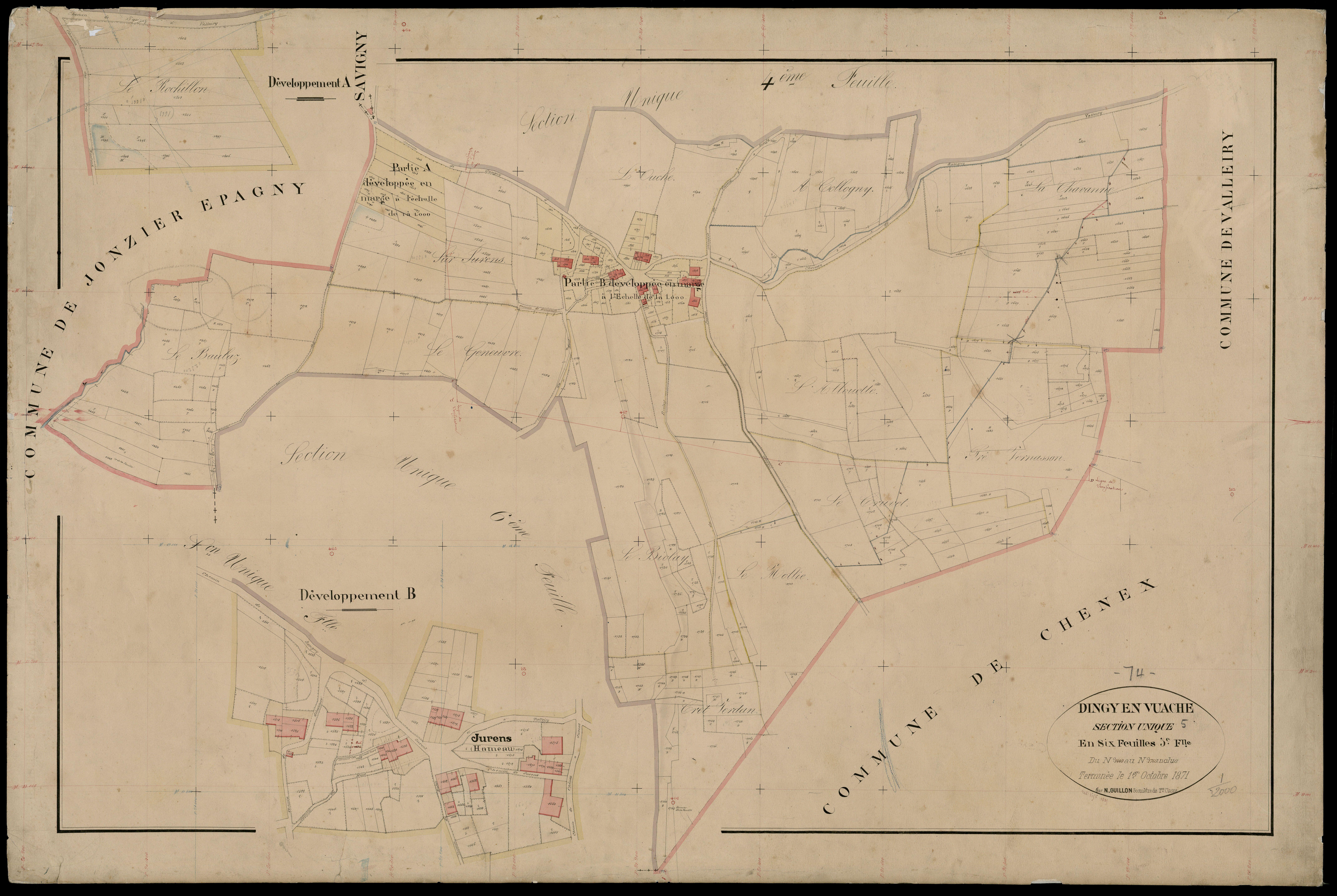3 P 3 4183 - Feuille n° 6, parcelles n° 1766 à 1977 - 15 octobre 1871