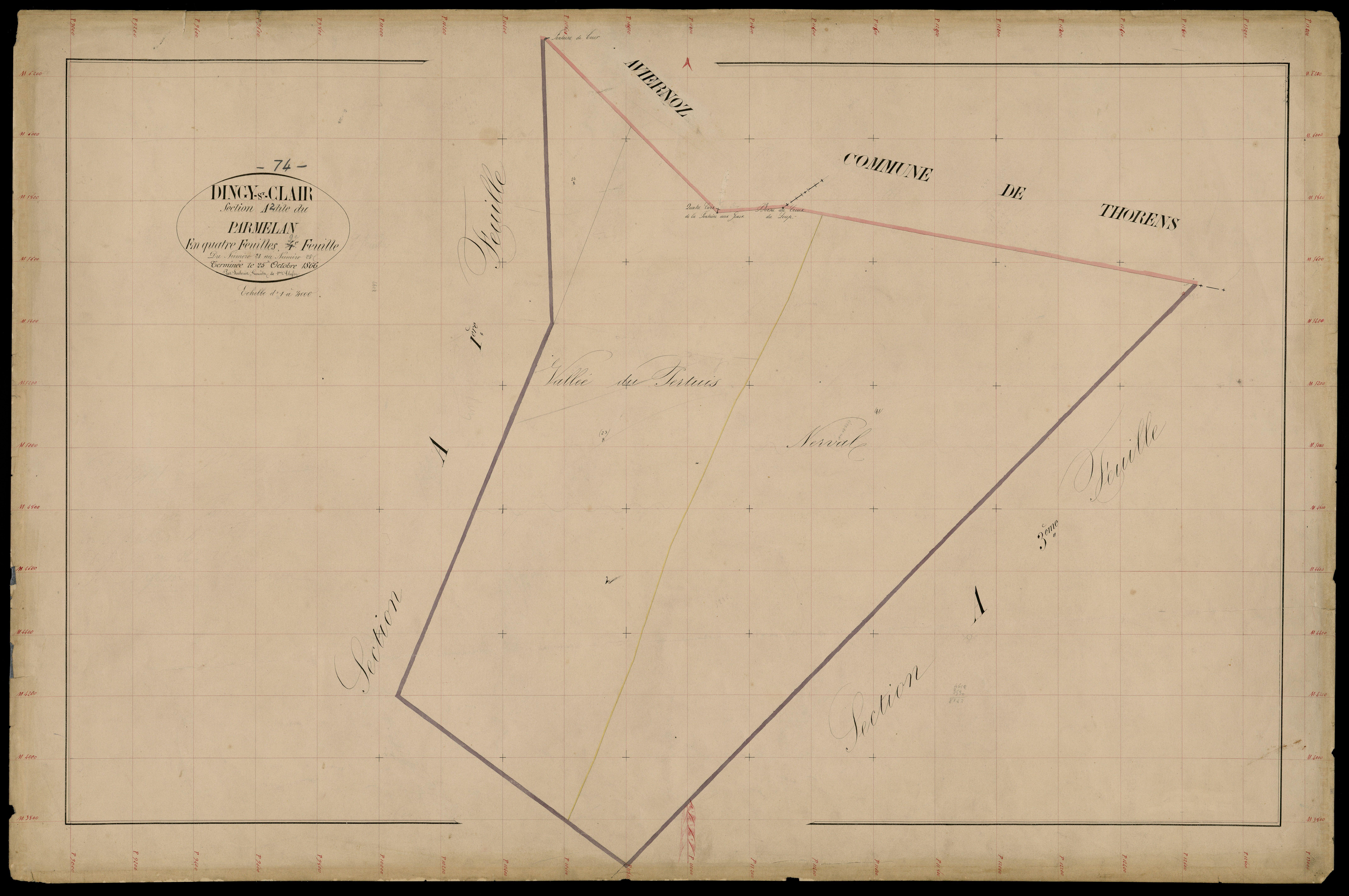 3 P 3 4187 - Feuille n° 3, parcelles n° 26 à 34 - 25 octobre 1866
