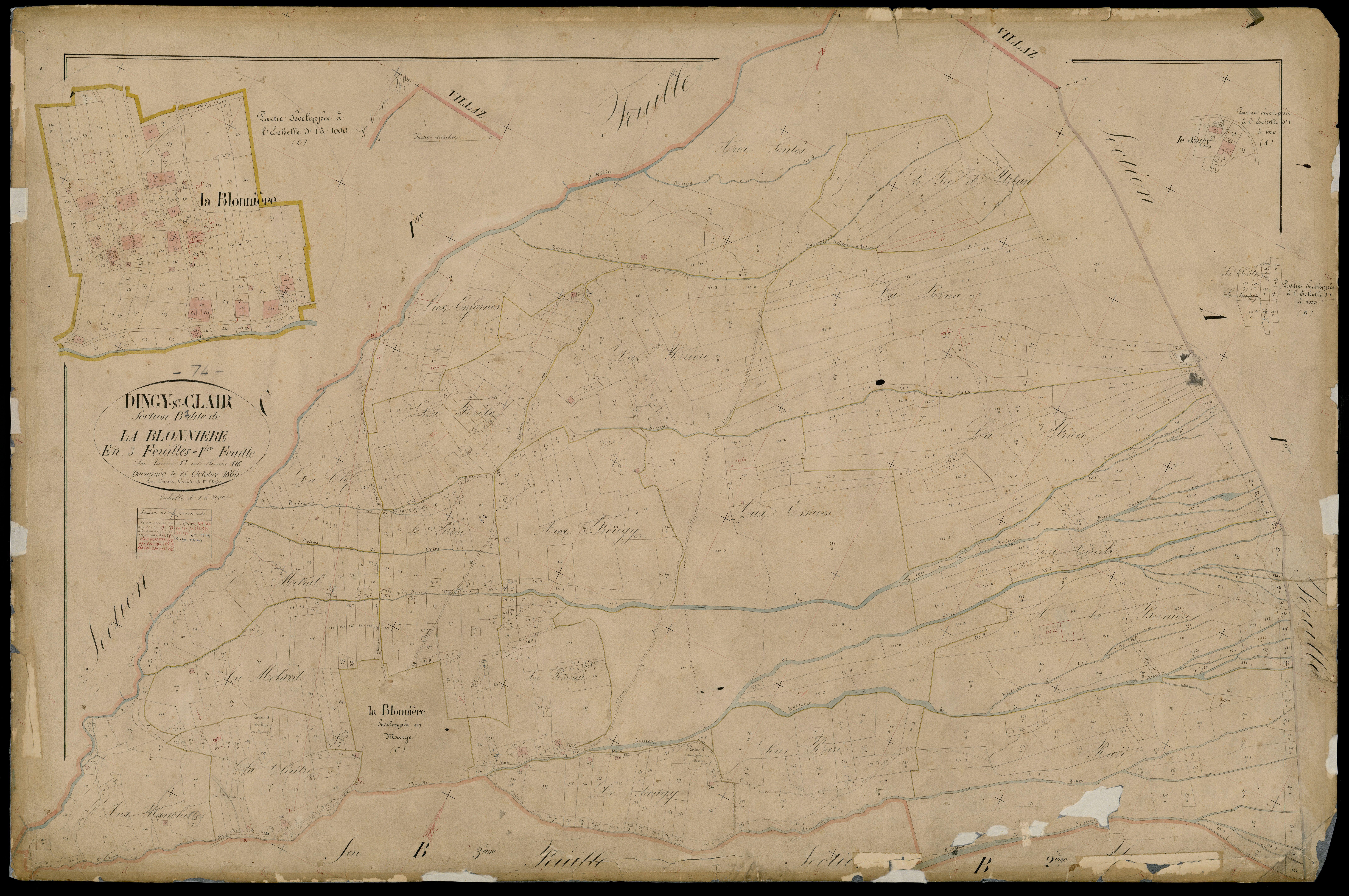3 P 3 4190 - Feuille n° 2, parcelles n° 887 à 133 - 25 août 1866
