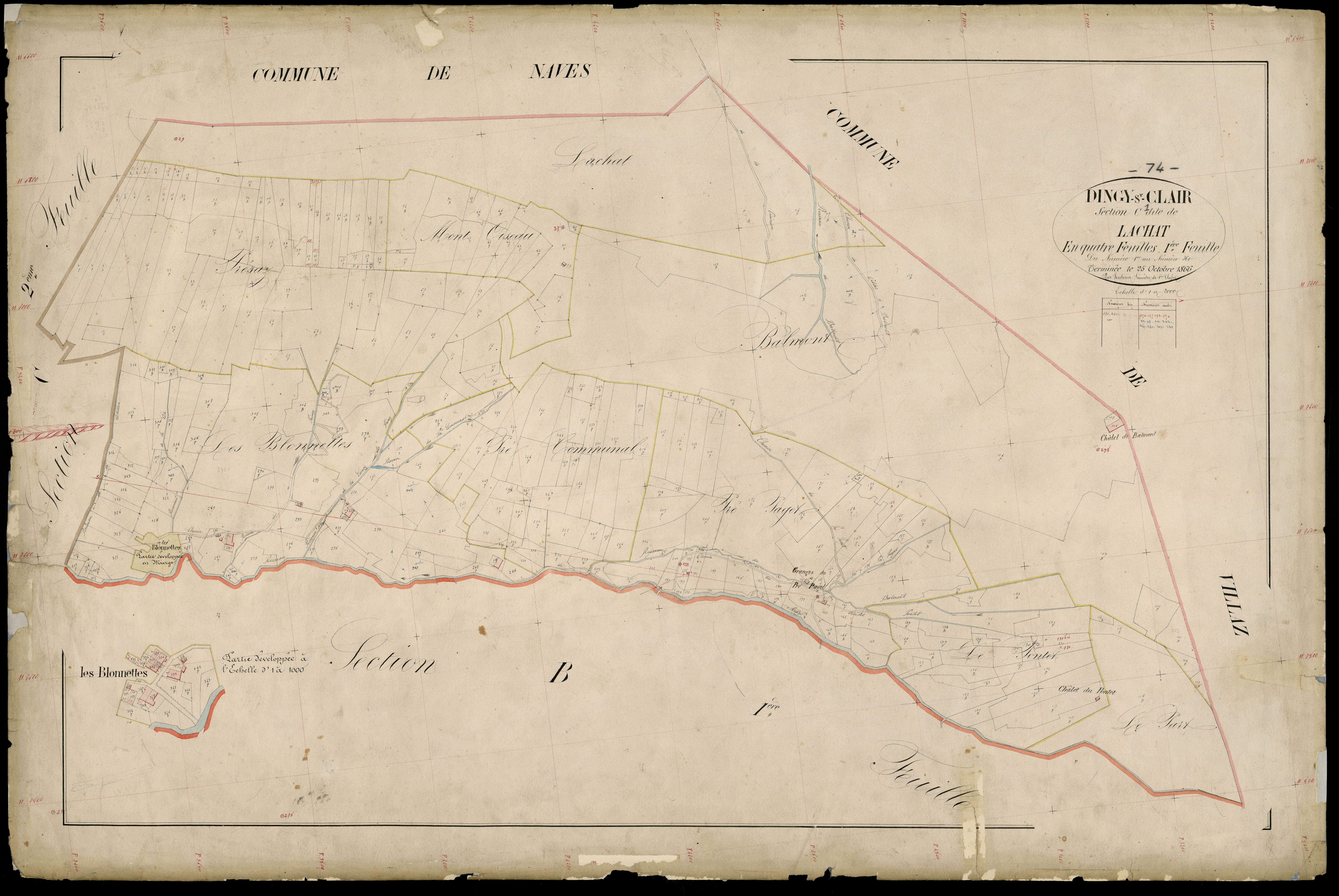 3 P 3 4193 - Feuille n° 2, parcelles n° 361 à 1008 - 25 août 1866