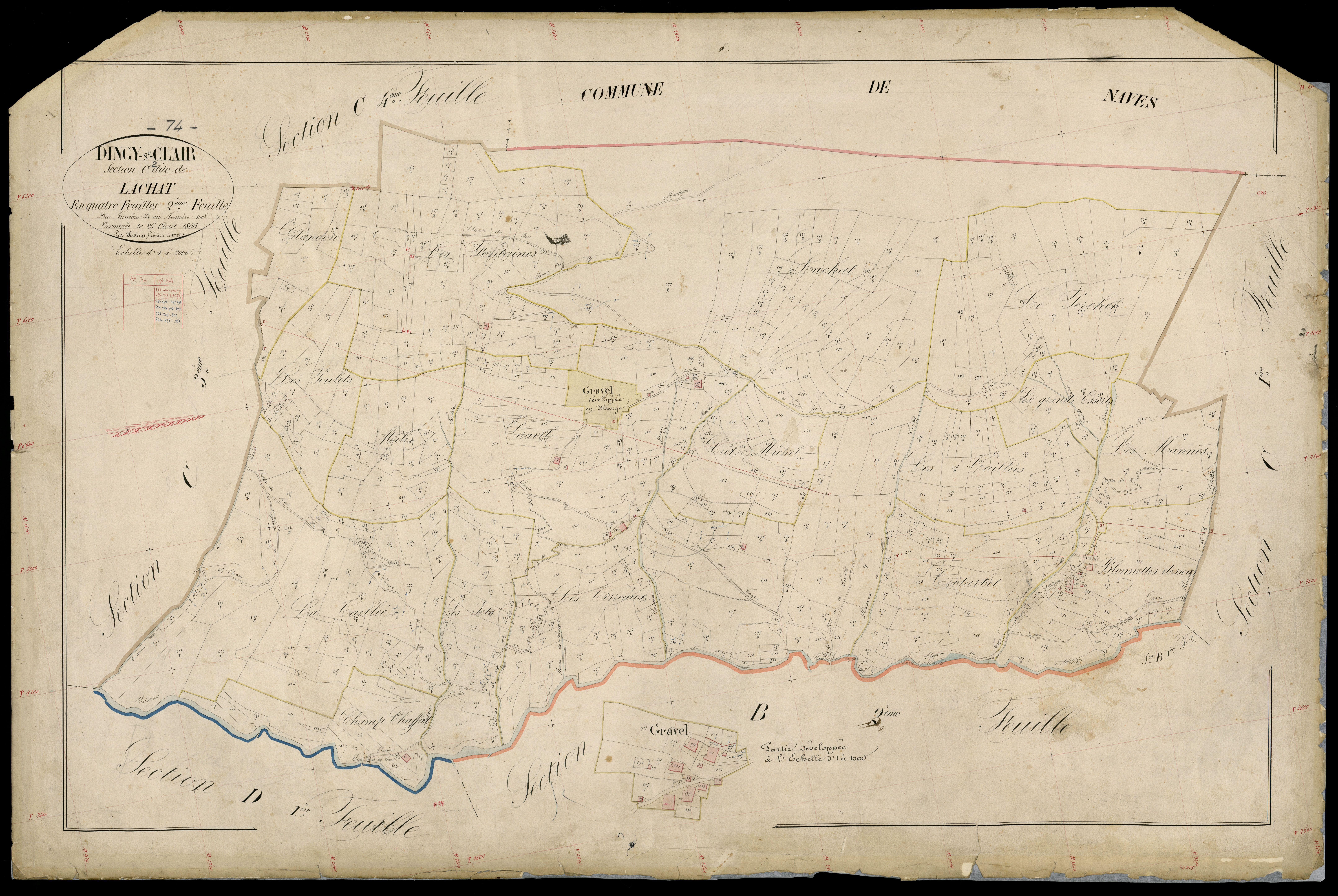 3 P 3 4194 - Feuille n° 3, parcelles n° 1009 à 1714 - 25 octobre 1866