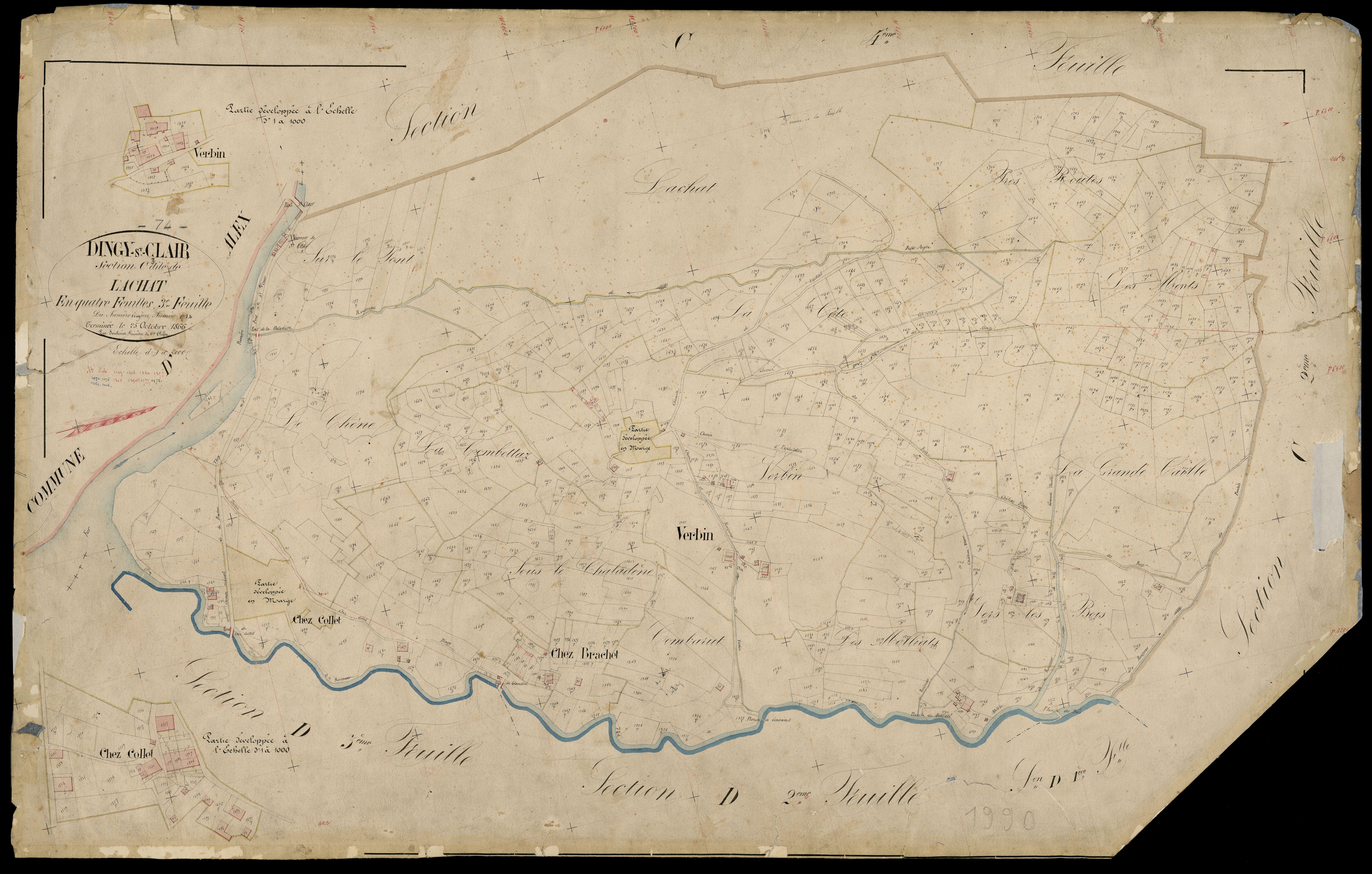 3 P 3 4195 - Feuille n° 4, parcelles n° 171 à 2213 - 25 octobre 1866