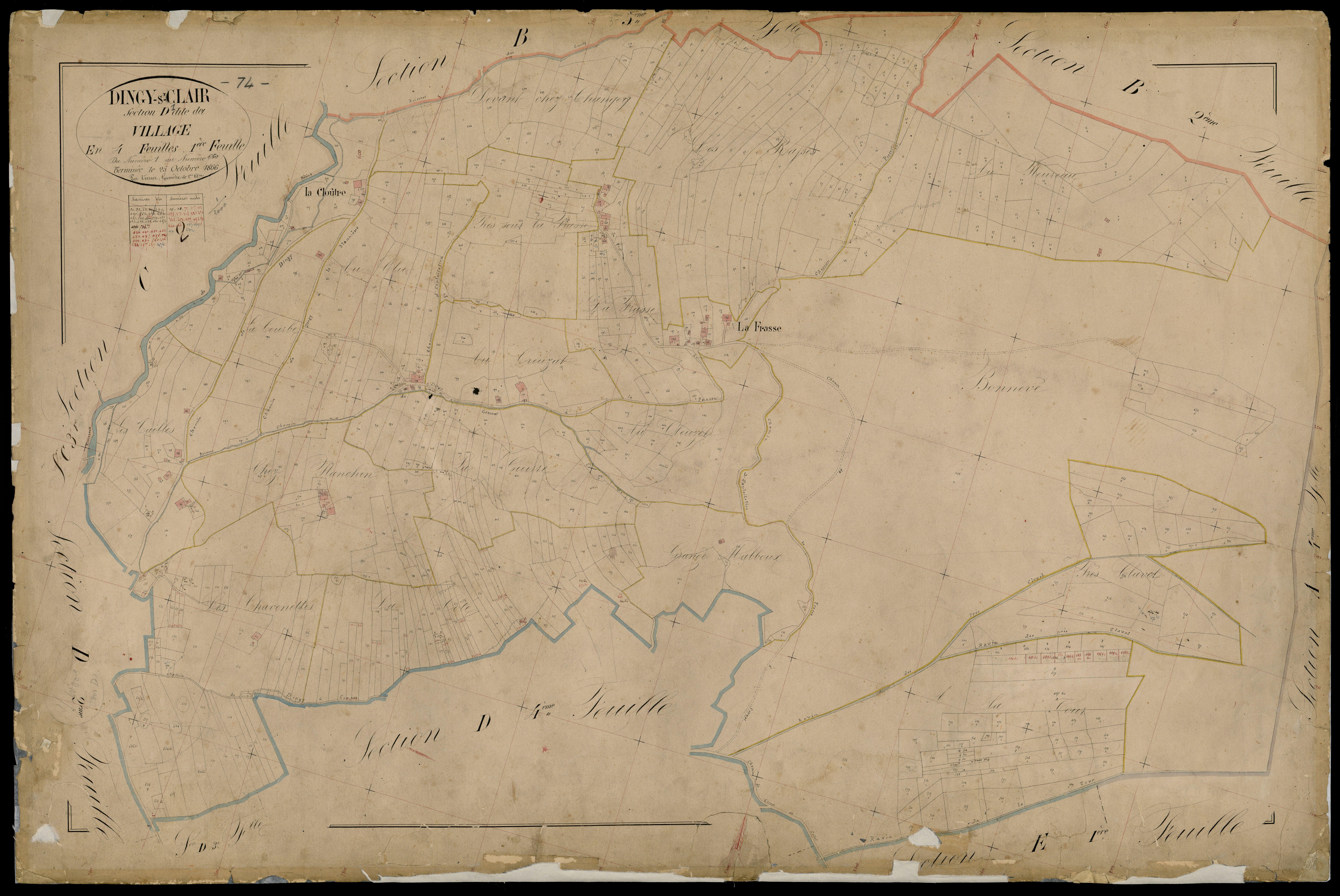 3 P 3 4197 - Feuille n° 2, parcelles n° 61 à 84 - 25 octobre 1866