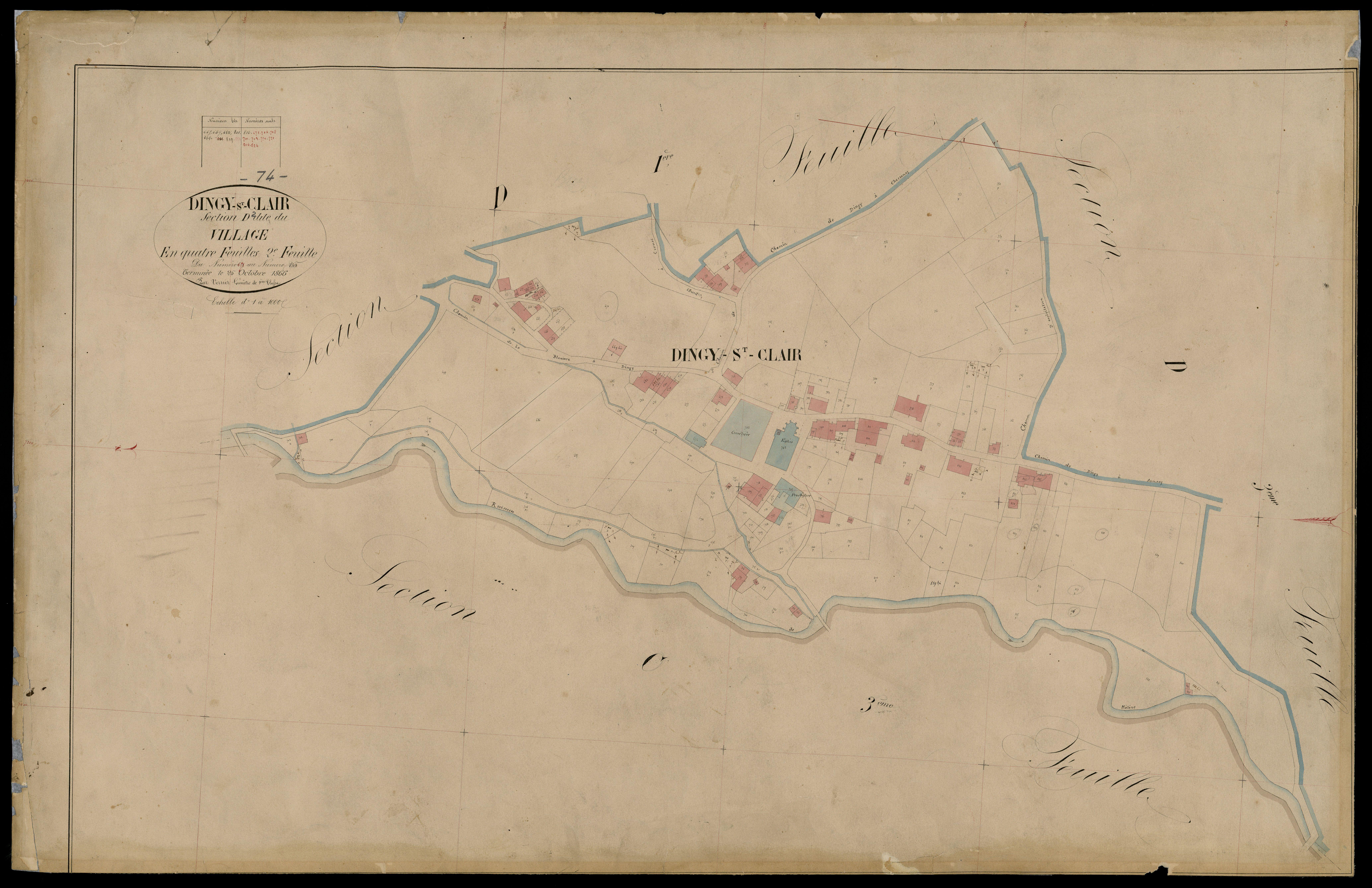 3 P 3 4198 - Feuille n° 3, parcelles n° 846 à 1289 - 25 août 1866