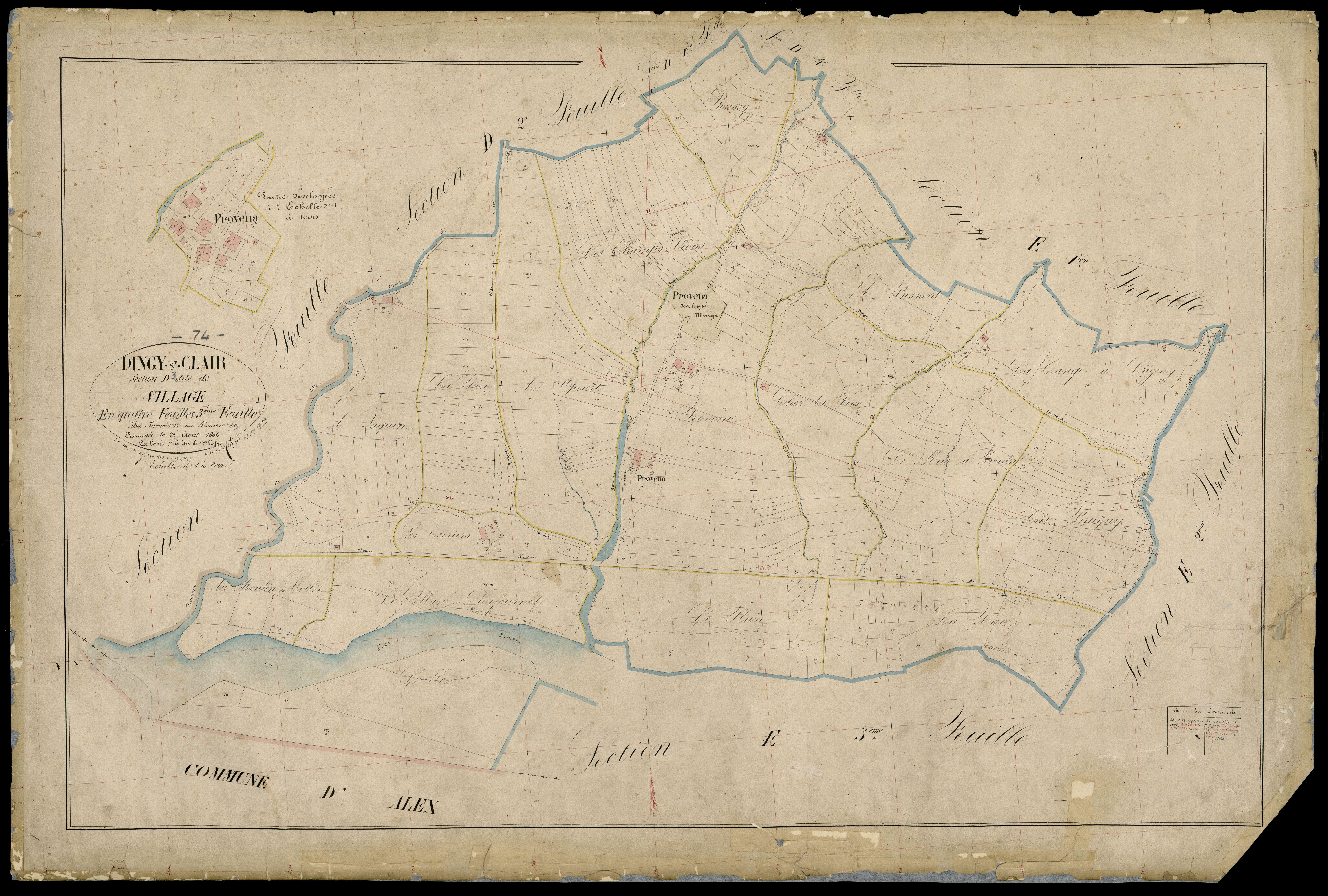 3 P 3 4199 - Feuille n° 4, parcelles n° 1290 à 1713 - 25 octobre 1866