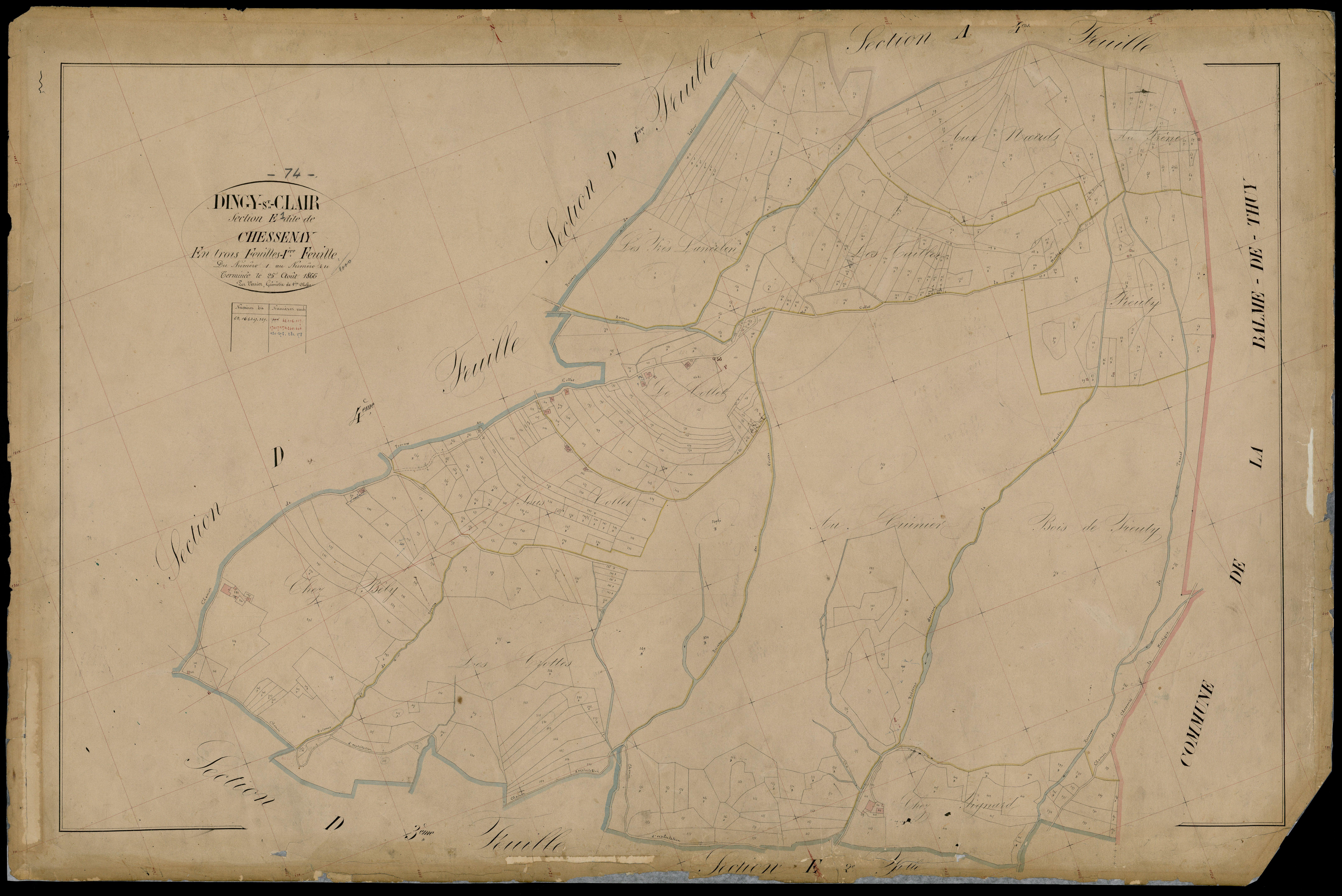 3 P 3 4201 - Feuille n° 2, parcelles n° 417 à 811 - 25 août 1866