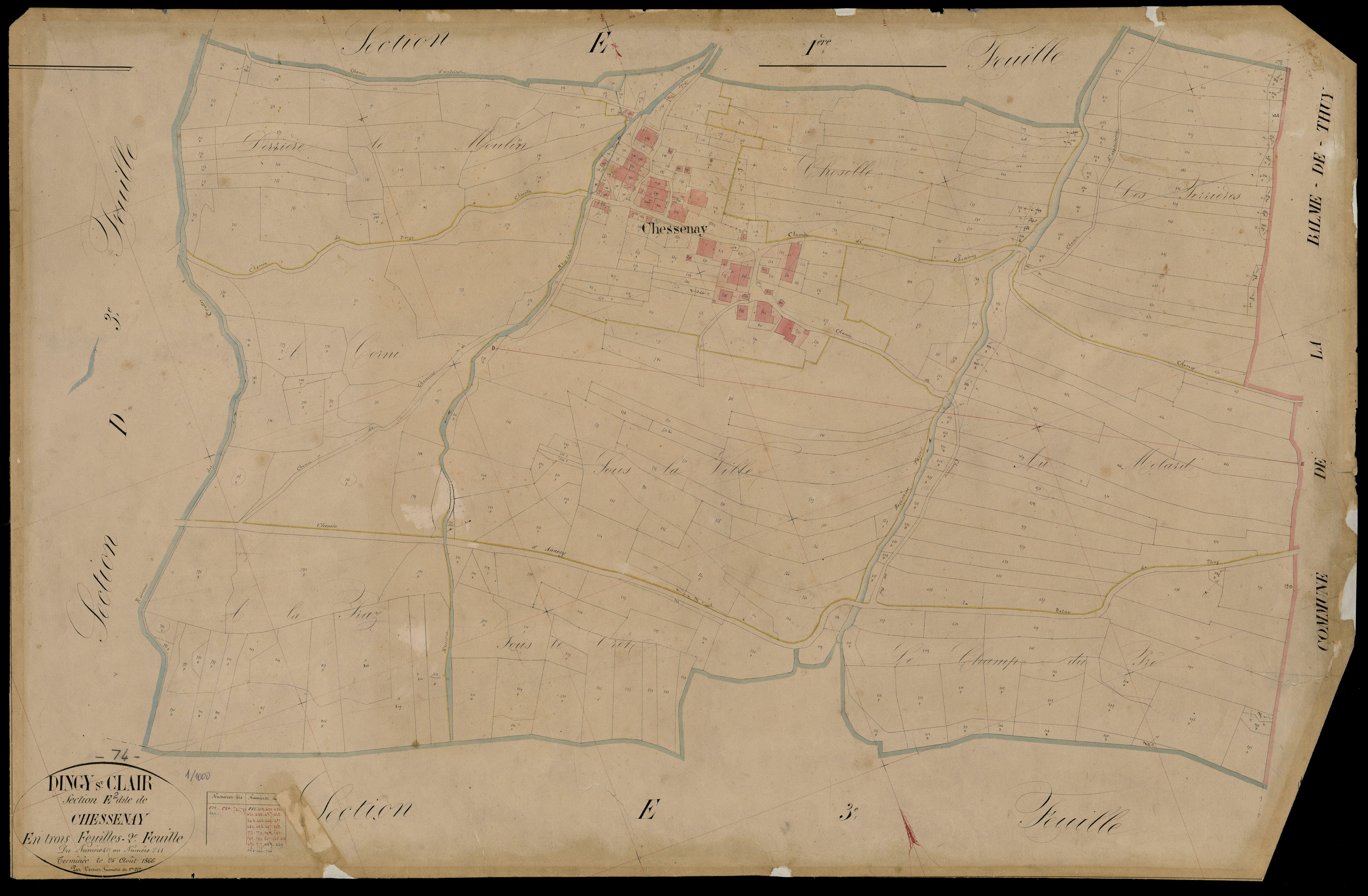 3 P 3 4202 - Feuille n° 3, parcelles n° 812 à 822 - 25 août 1866