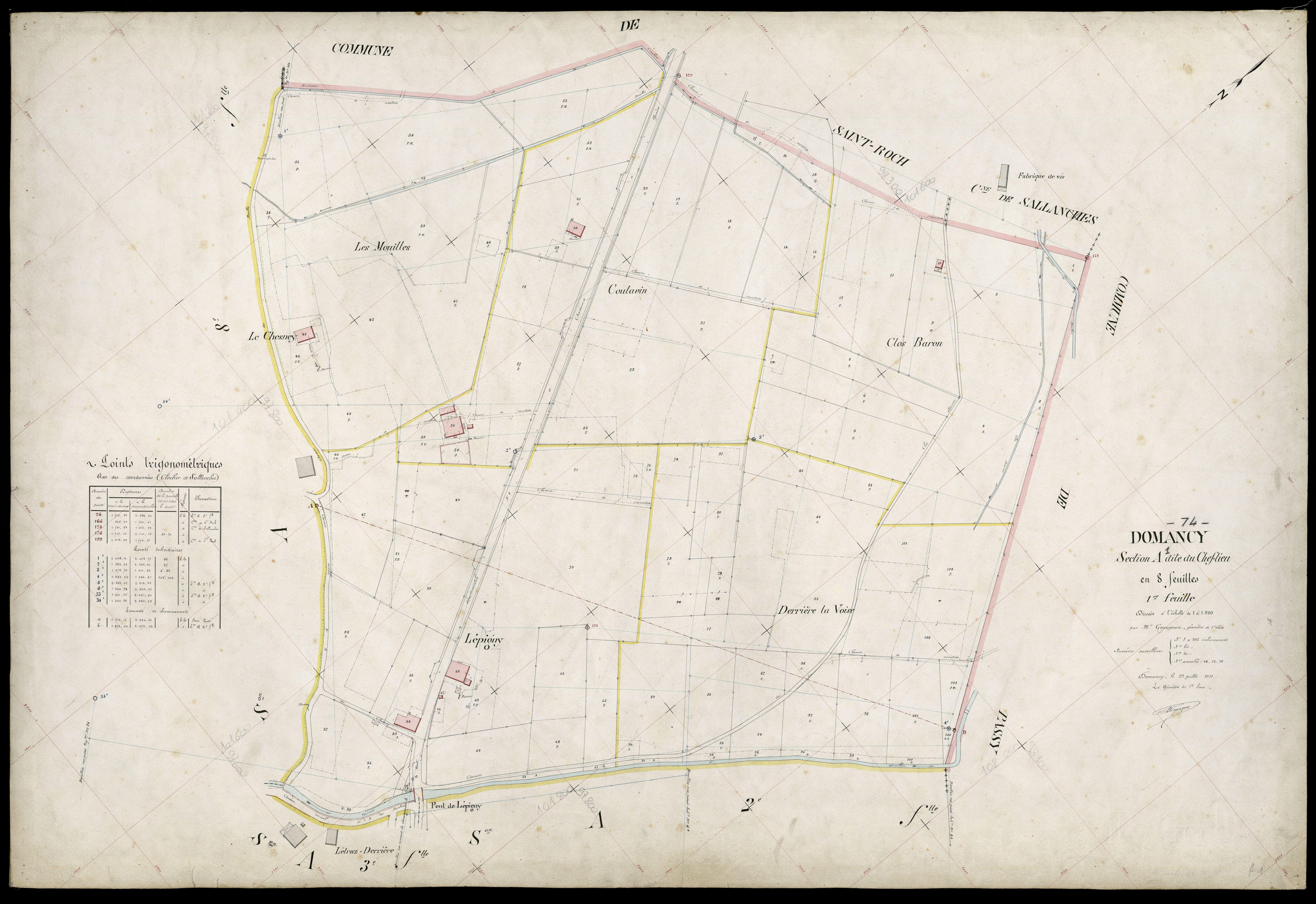 3 P 3 4205 - Feuille n° 2, parcelles n° 107 à 227 - 29 juillet 1911