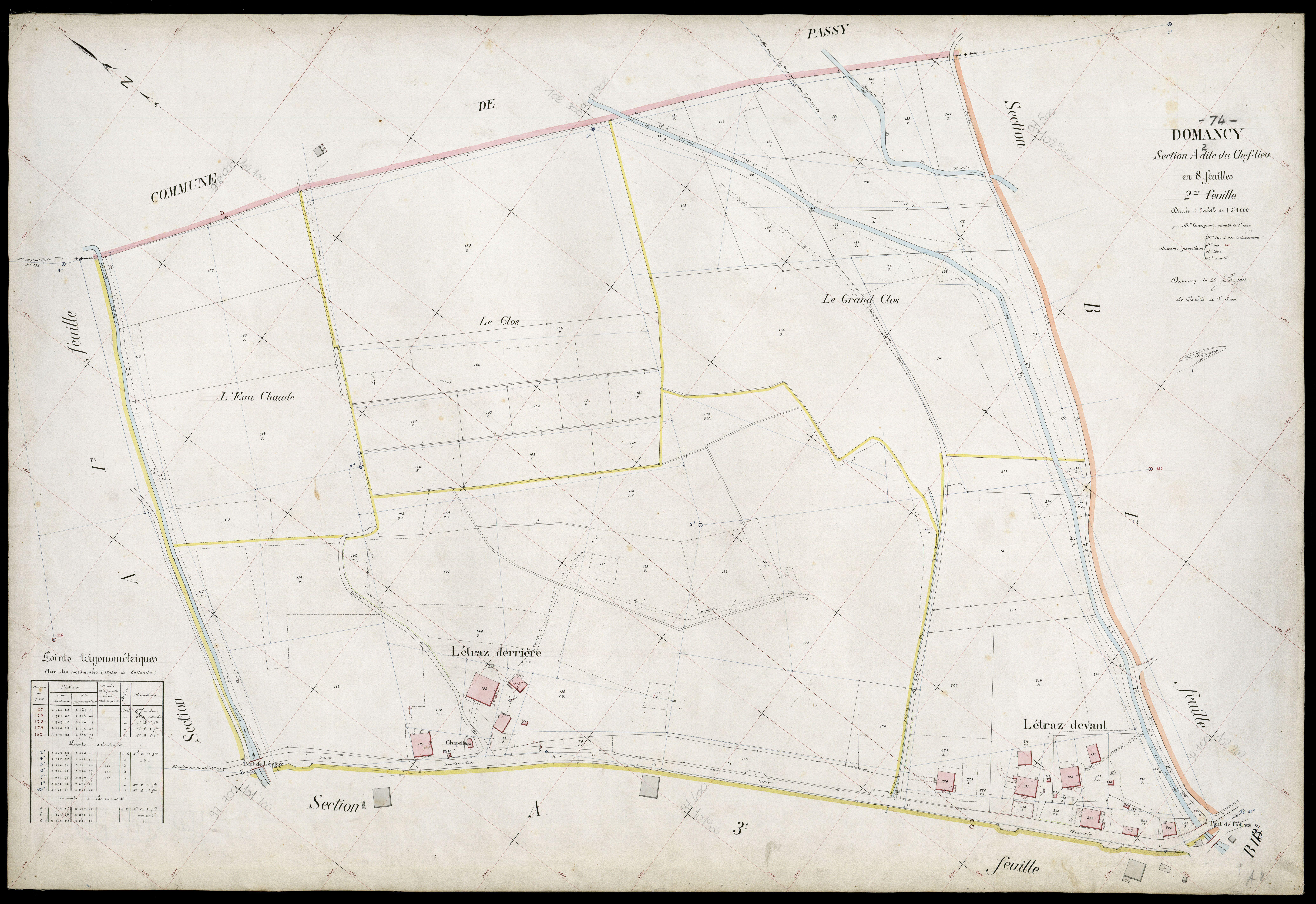 3 P 3 4206 - Feuille n° 3, parcelles n° 228 à 446 - 29 juillet 1911