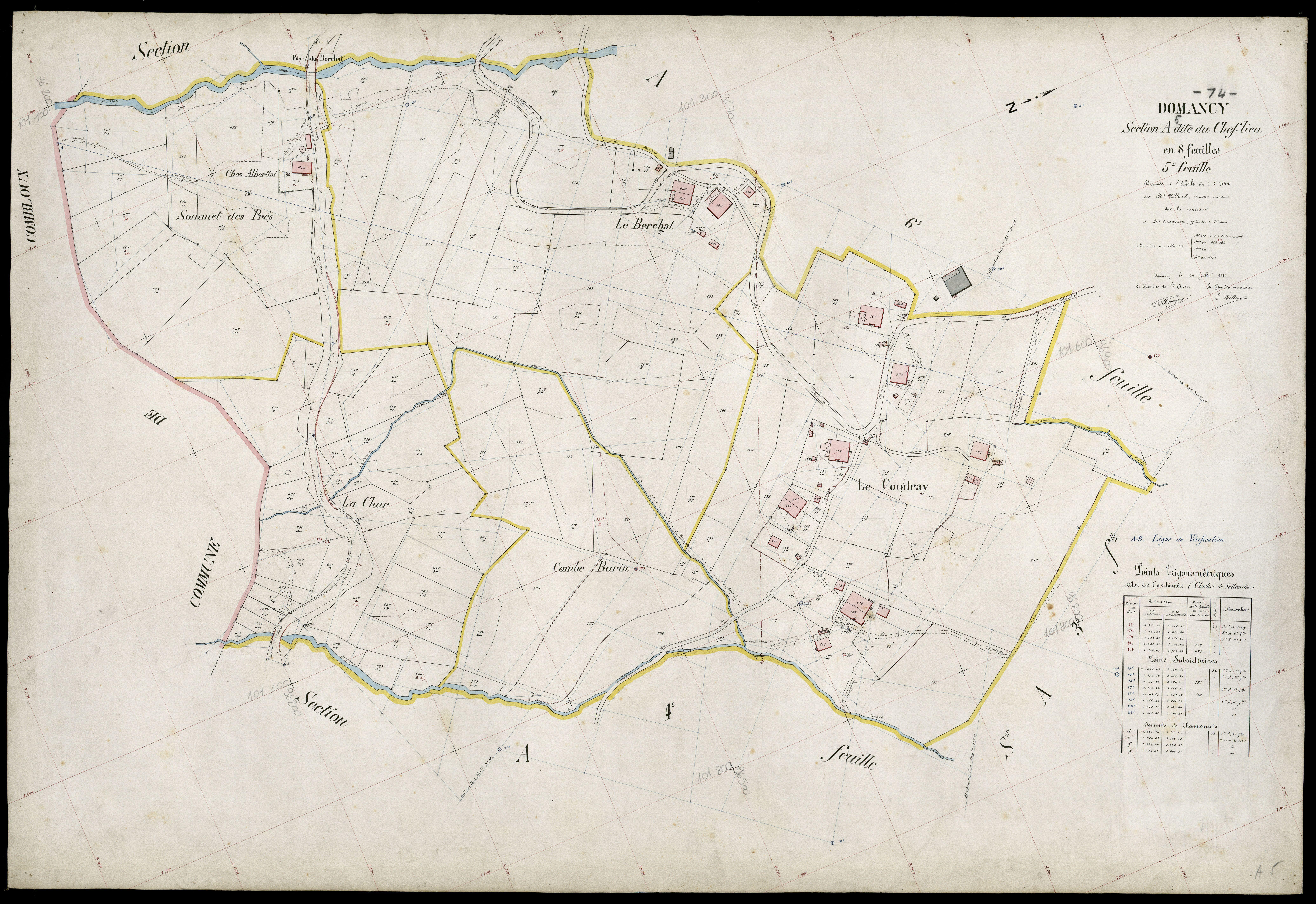 3 P 3 4209 - Feuille n° 6, parcelles n° 808 à 967 - 29 juillet 1911