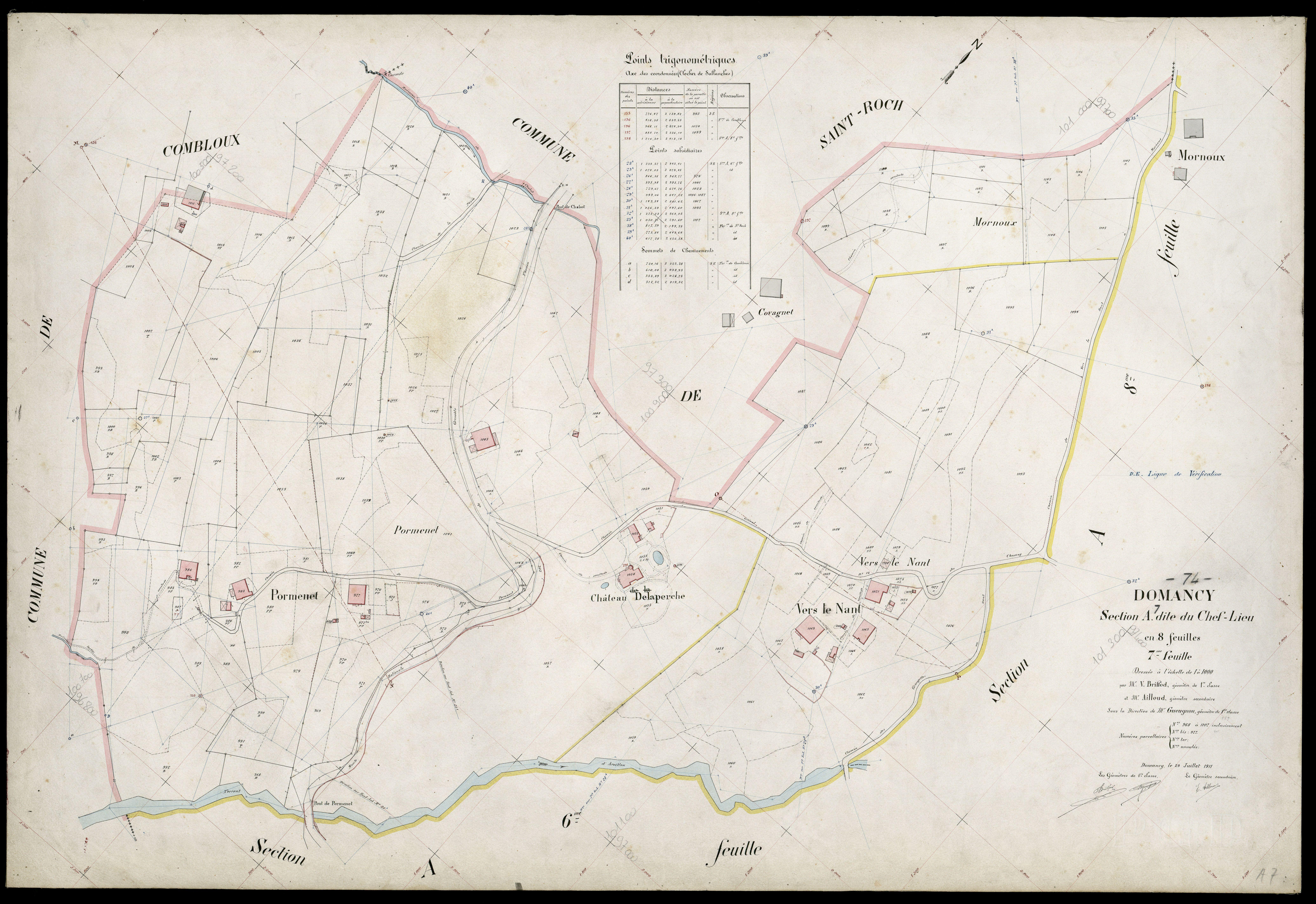 3 P 3 4211 - Feuille n° 8, parcelles n° 1108 à 1212 - 29 juillet 1911