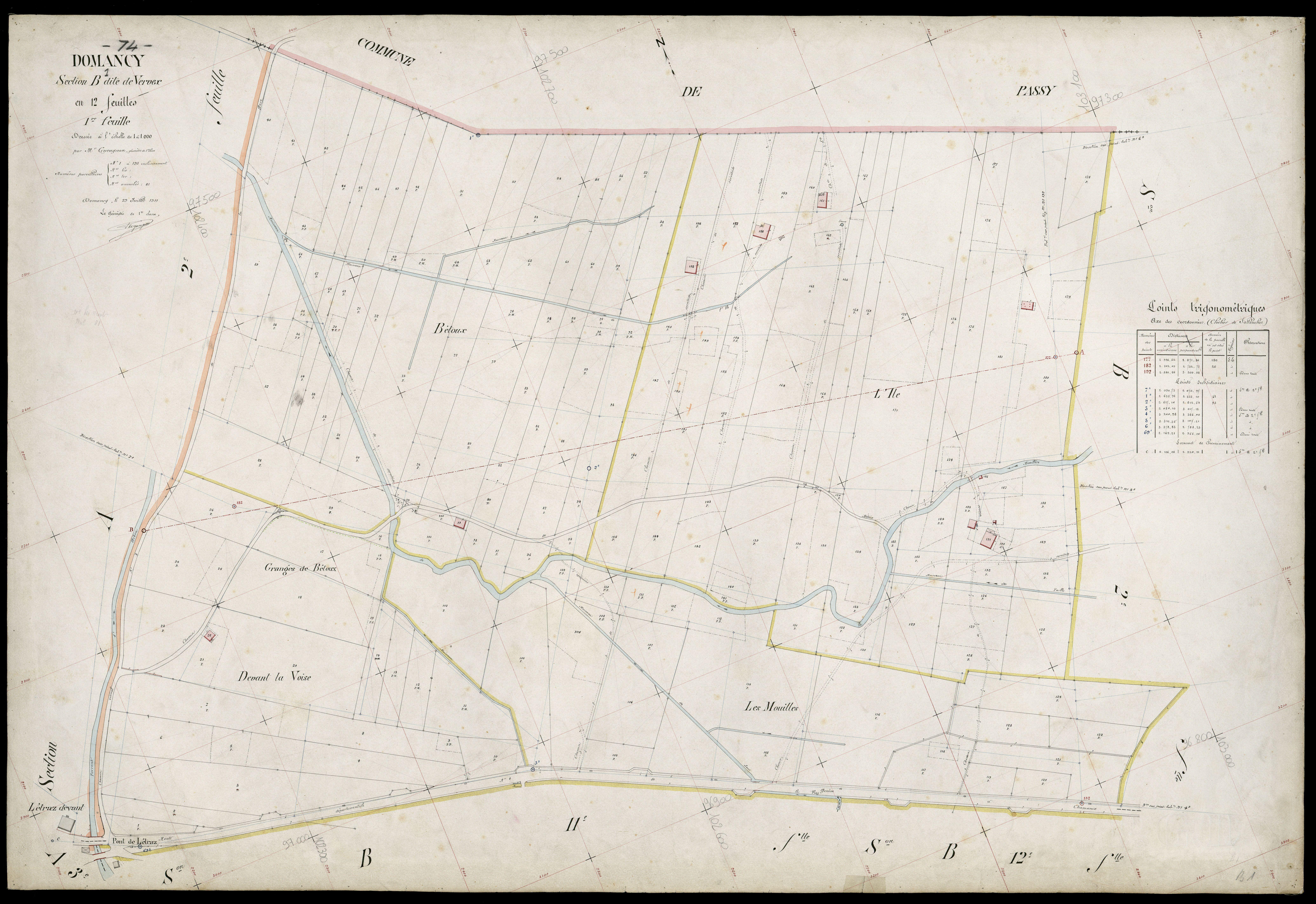 3 P 3 4213 - Feuille n° 2, parcelles n° 194 à 367 - 29 juillet 1911