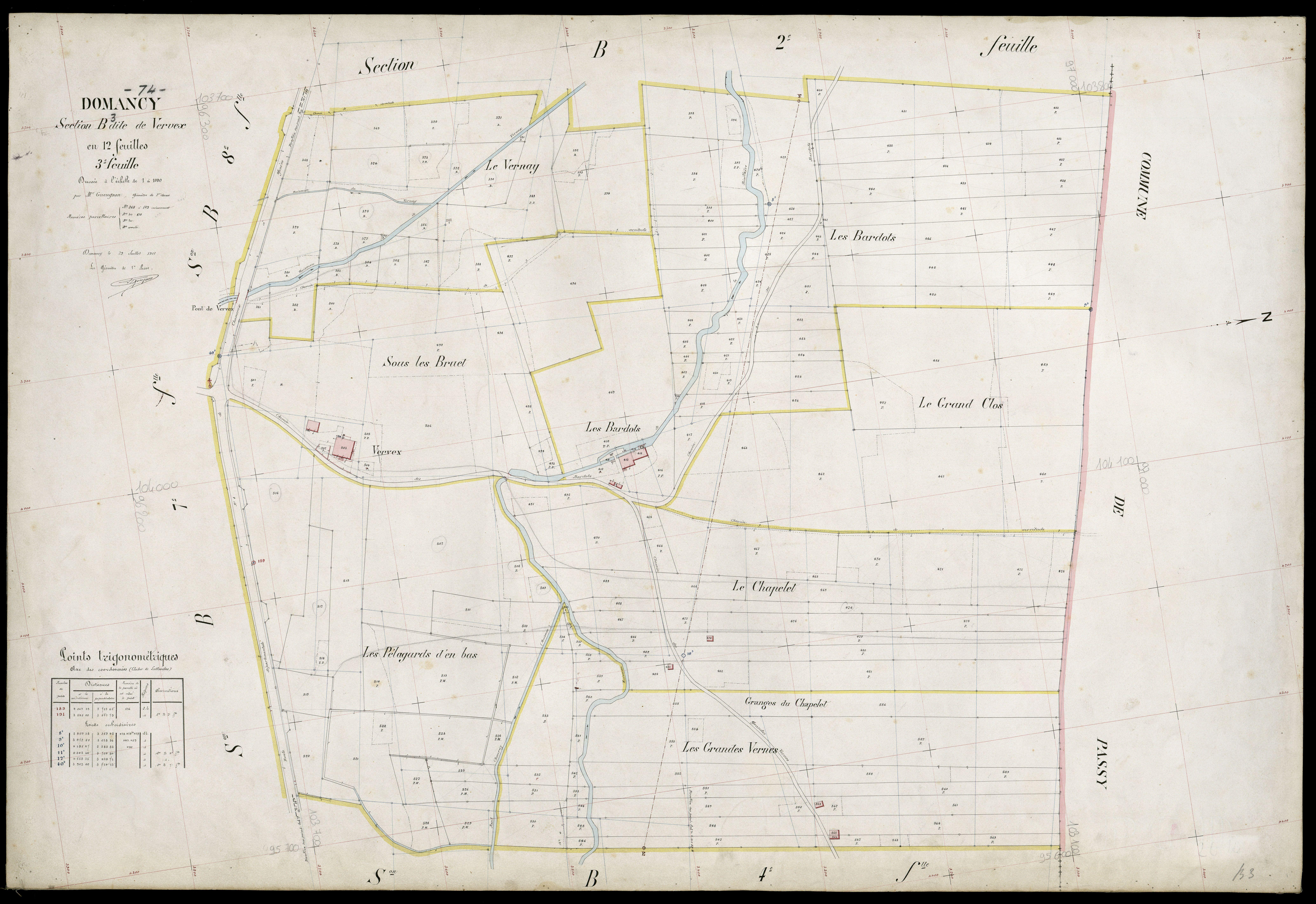 3 P 3 4215 - Feuille n° 4, parcelles n° 70 à 763 - 29 juillet 1911