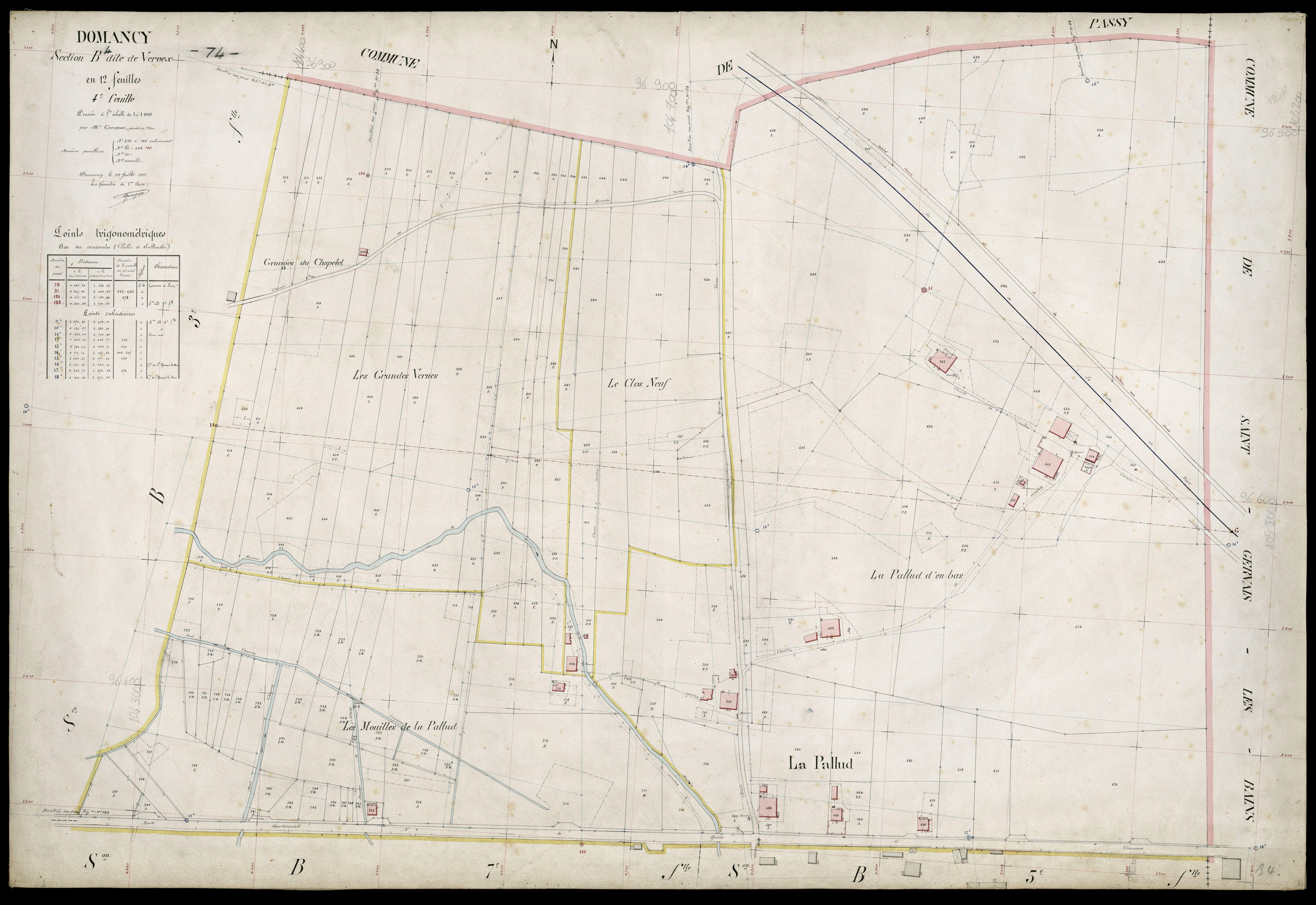 3 P 3 4216 - Feuille n° , parcelles n° 764 à 979 - 29 juillet 1911