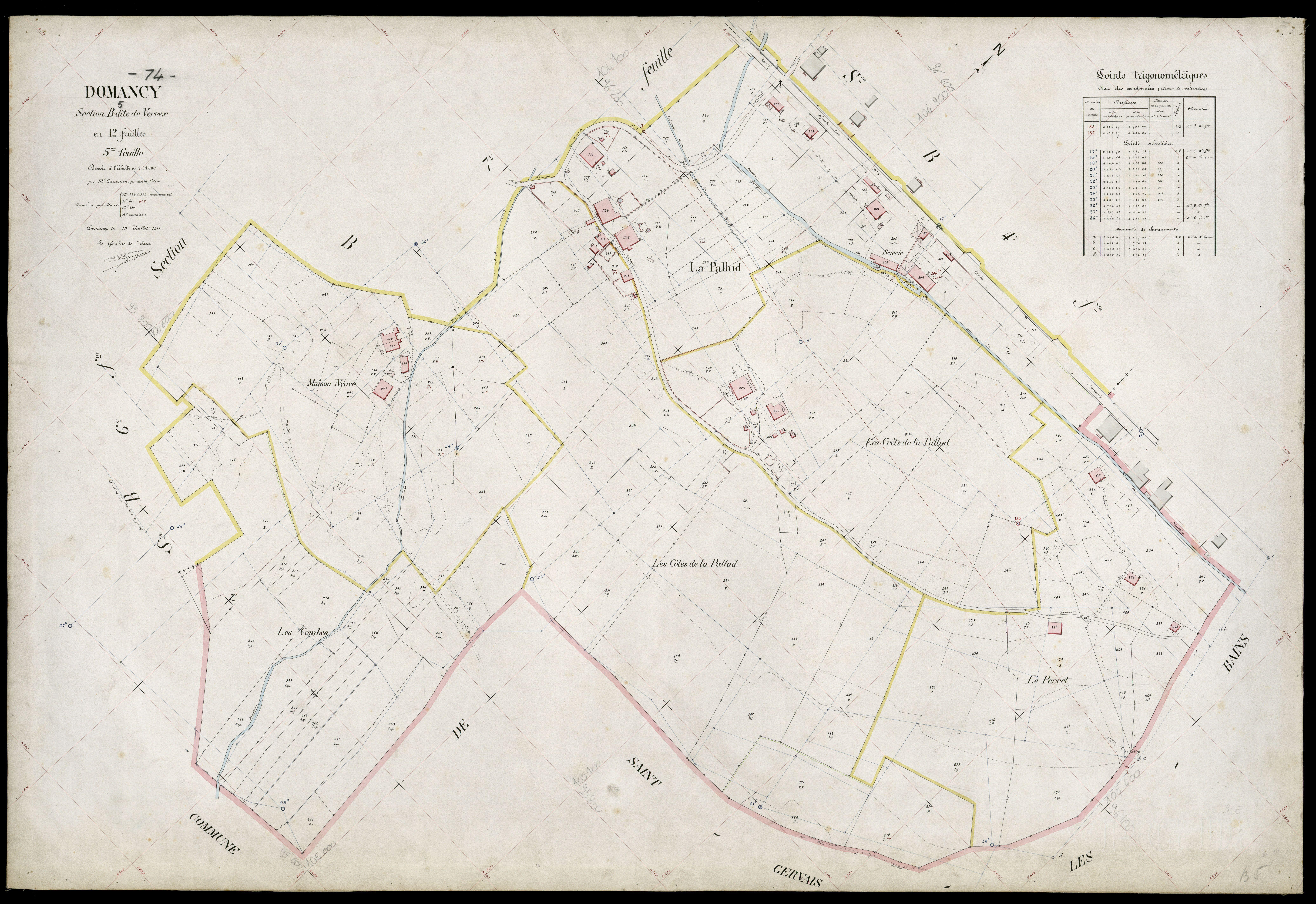 3 P 3 4217 - Feuille n° 6, parcelles n° 980 à 1100 - 29 juillet 1911