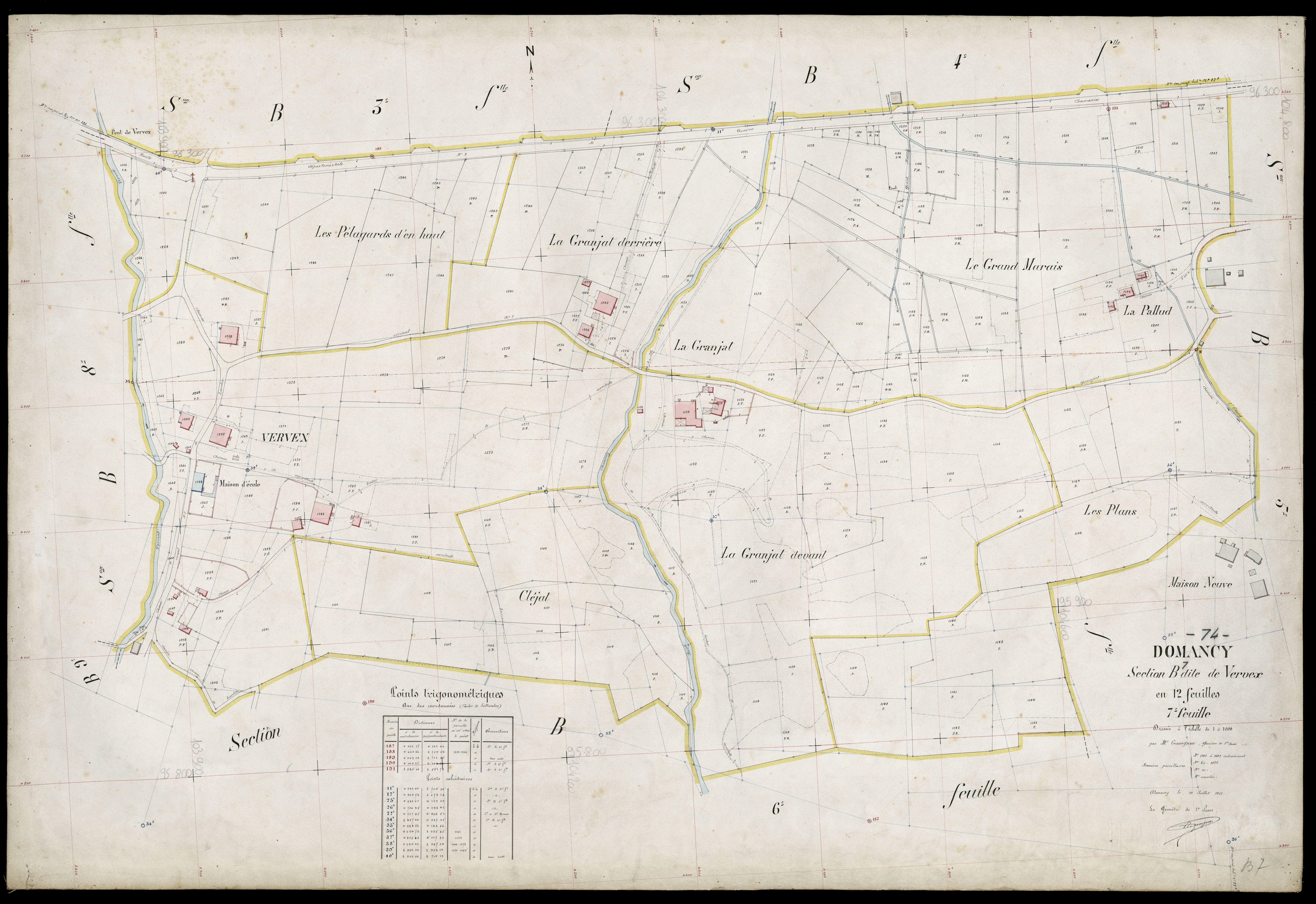 3 P 3 4219 - Feuille n° 8, parcelles n° 1303 à 1460 - 29 juillet 1911