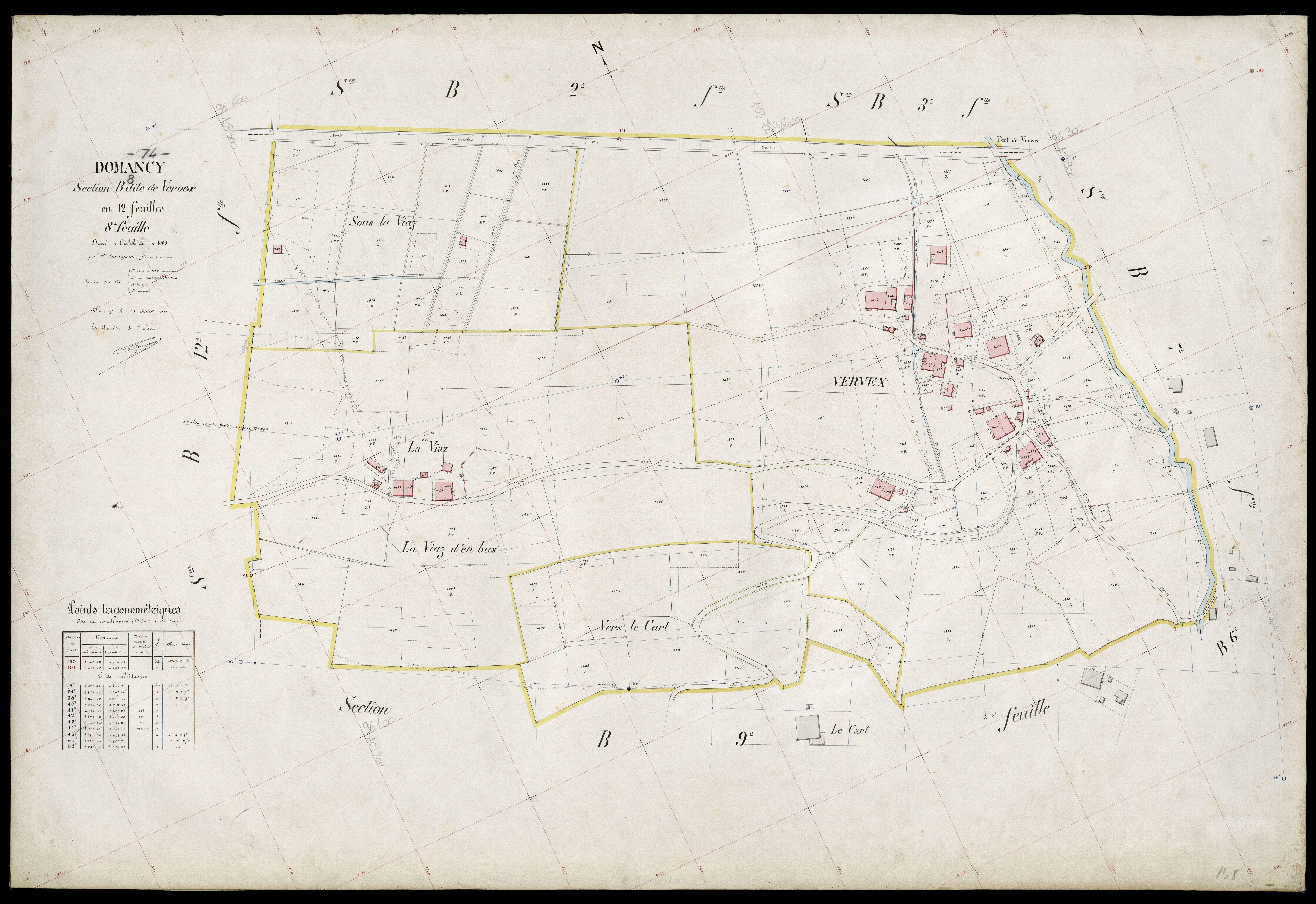 3 P 3 4220 - Feuille n° 9, parcelles n° 1461 à 194 - 29 juillet 1911