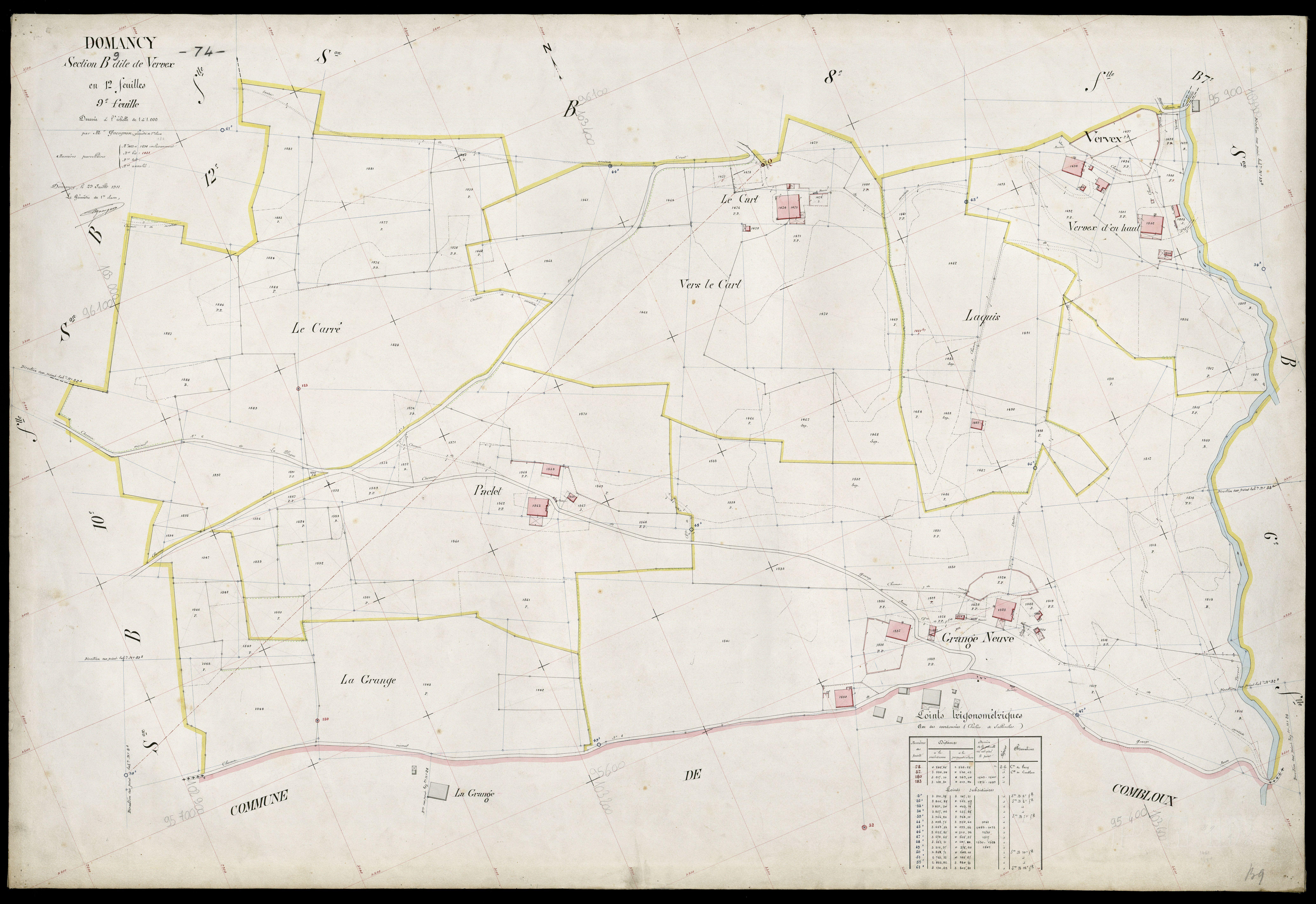 3 P 3 4221 - Feuille n° 10, parcelles n° 19 à 172 - 29 juillet 1911