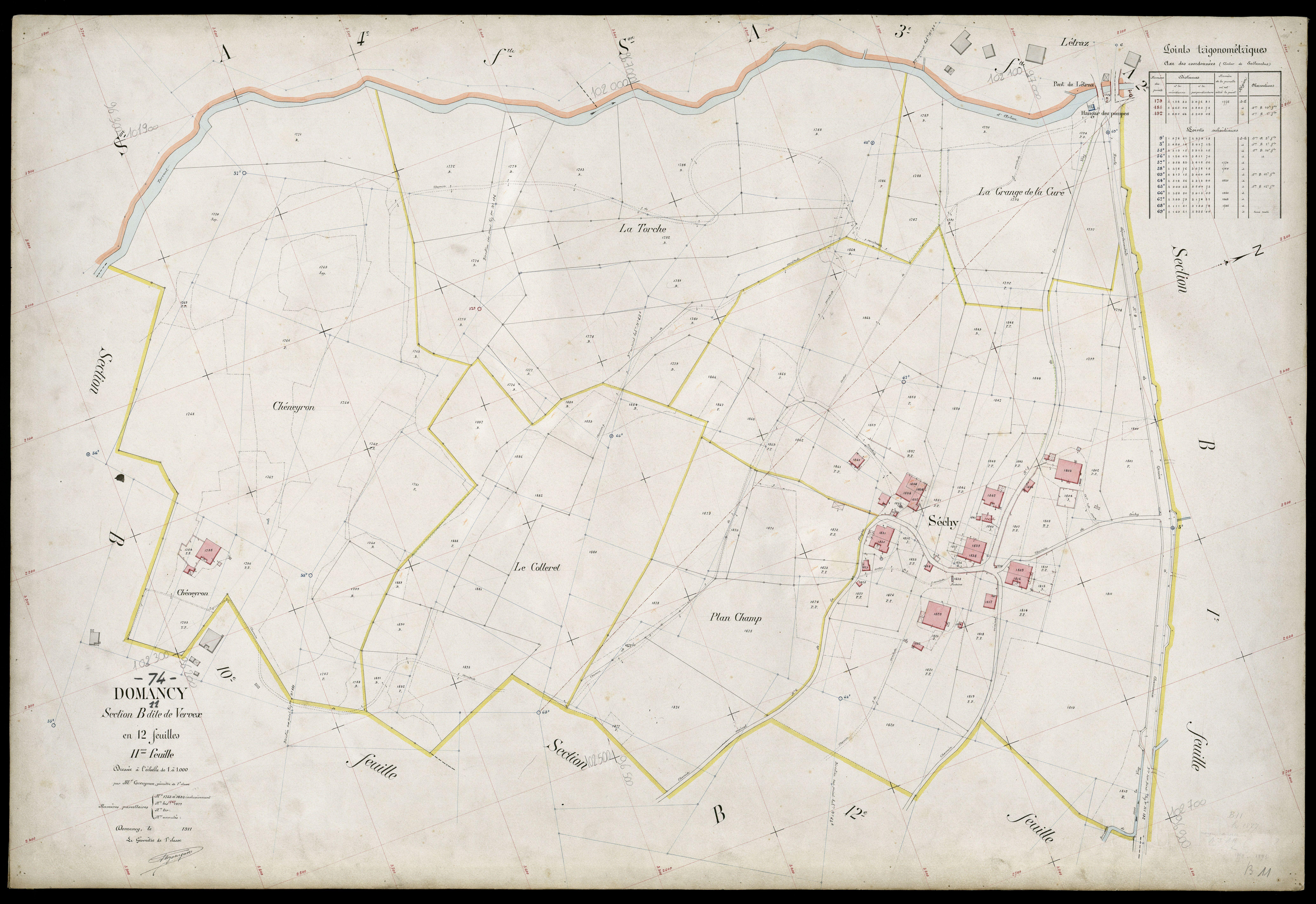 3 P 3 4223 - Feuille n° 12, parcelles n° 1894 à 2039 - 29 juillet 1911
