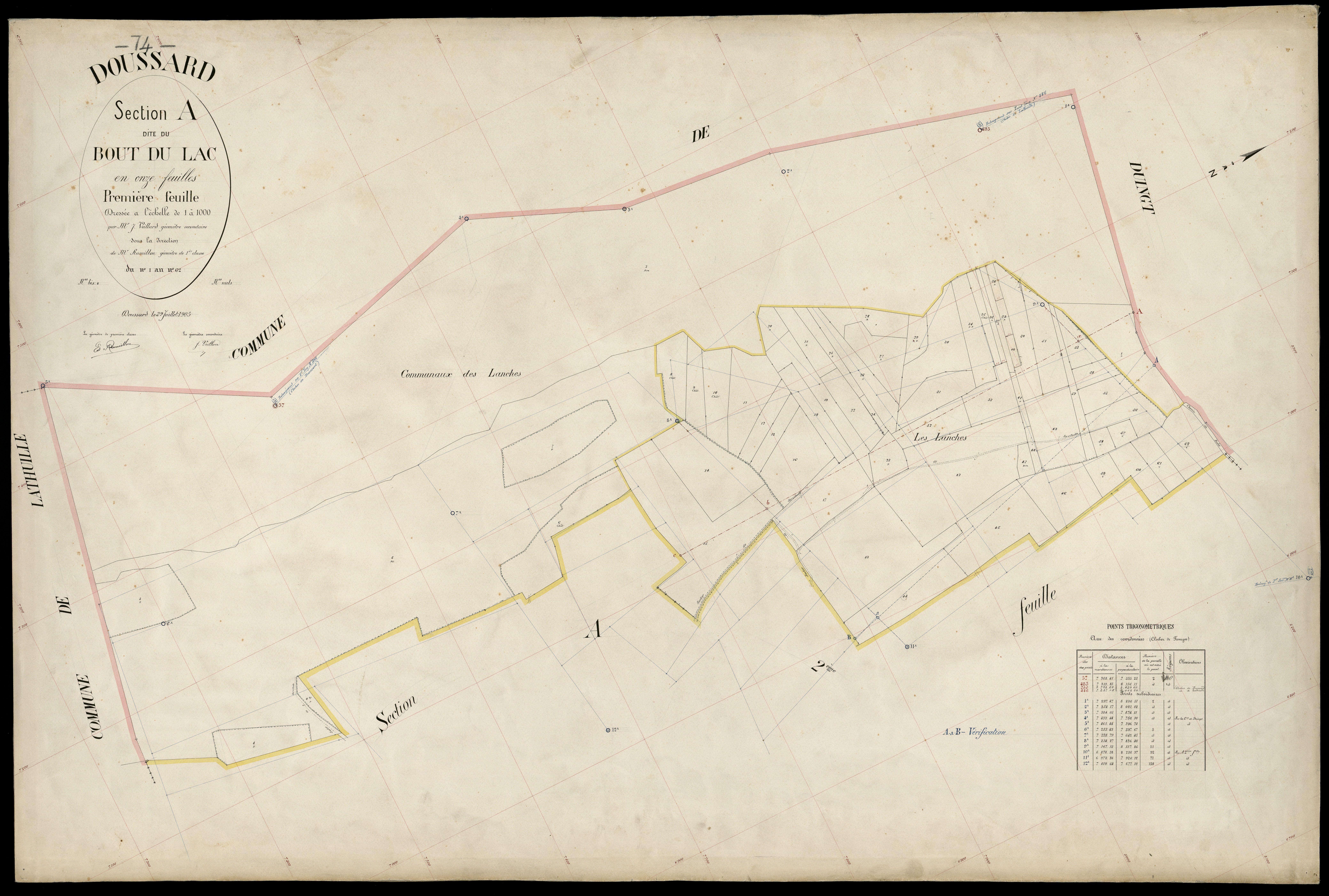 3 P 3 4227 - Feuille n° 2, parcelles n° 63 à 27 - 29 juillet 1905