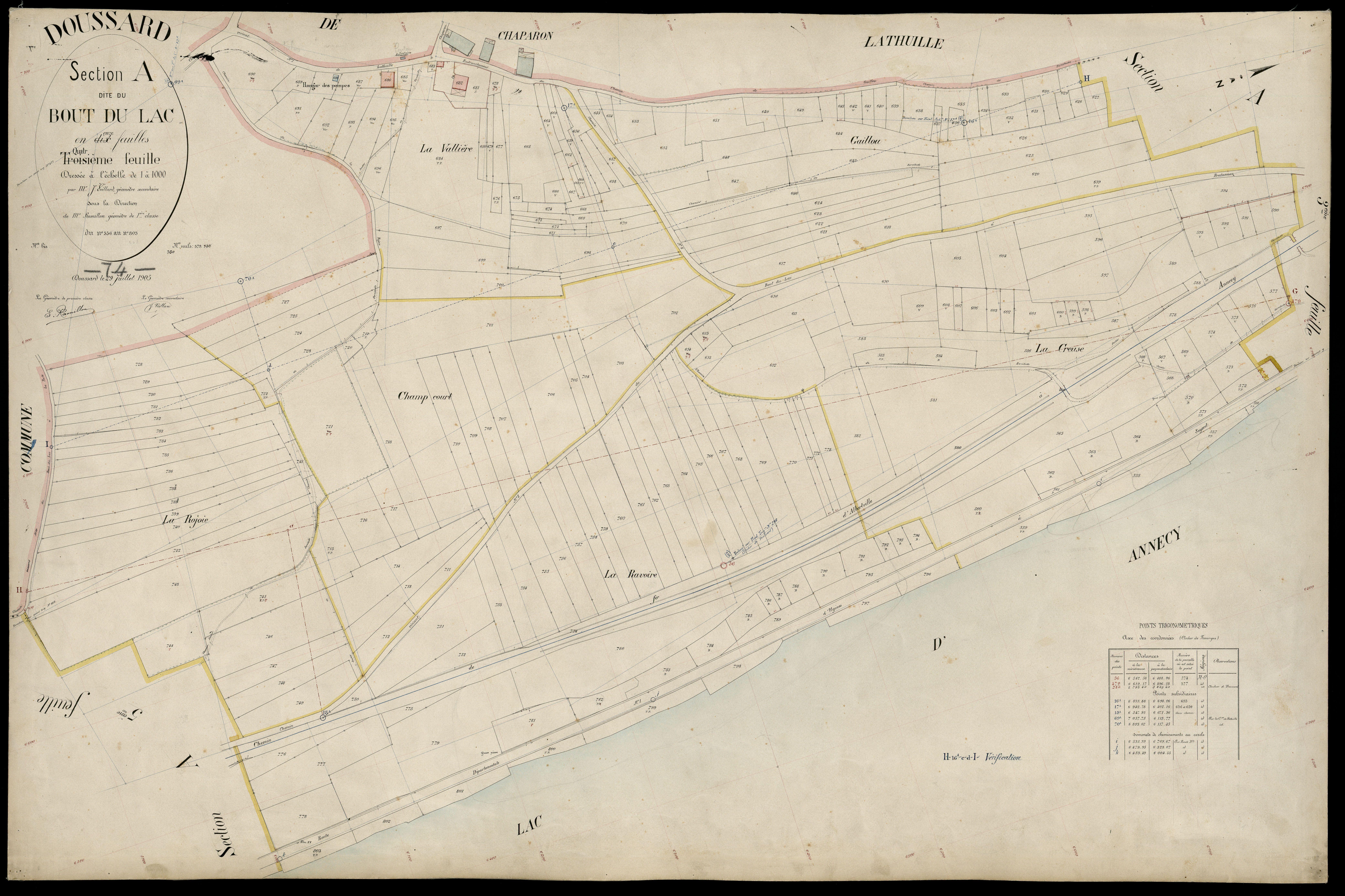 3 P 3 4230 - Feuille n° , parcelles n° 804 à 920 - 29 juillet 1905