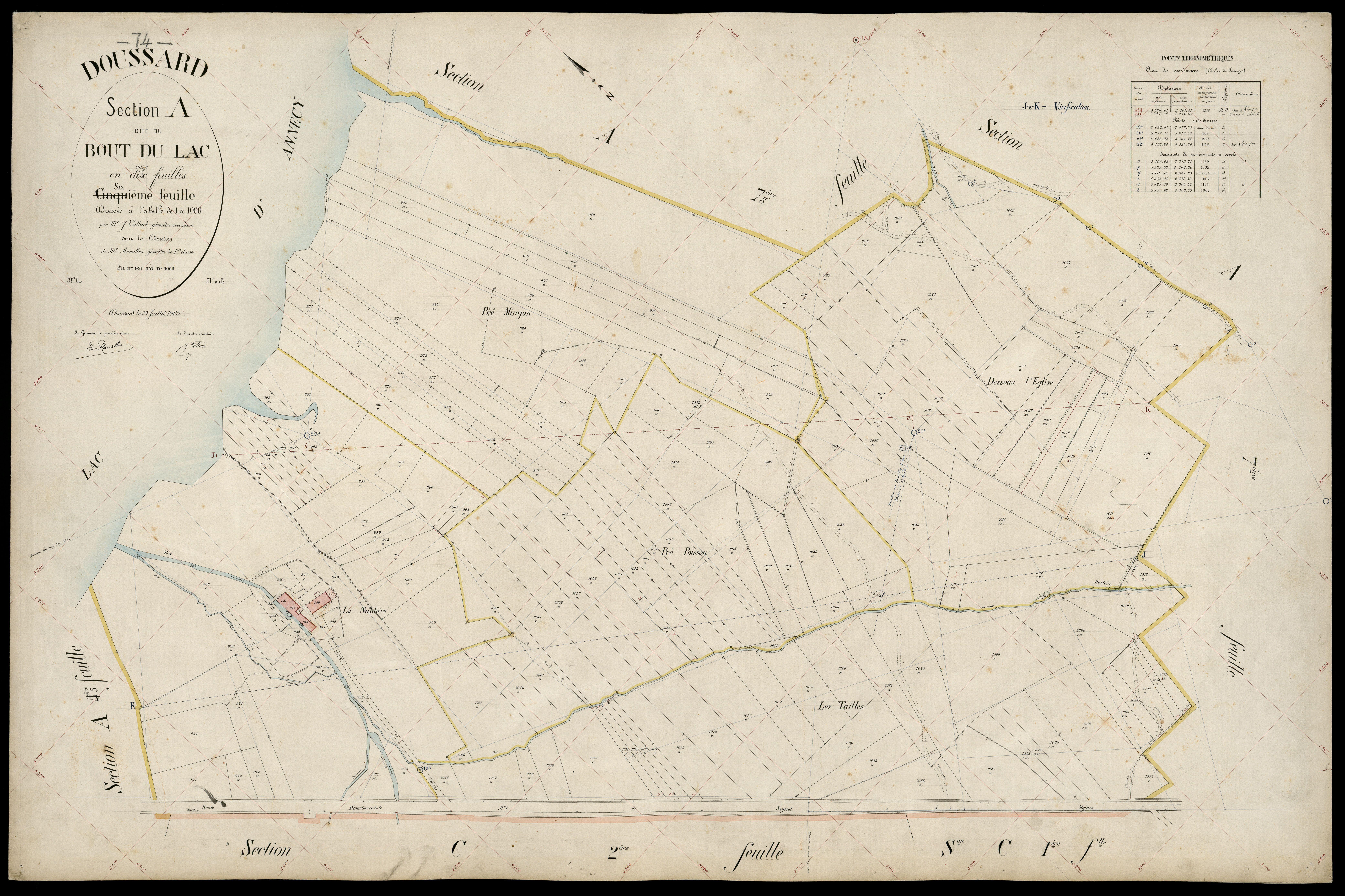 3 P 3 4232 - Feuille n° 7, parcelles n° 1100 à 1298 - 29 juillet 1905