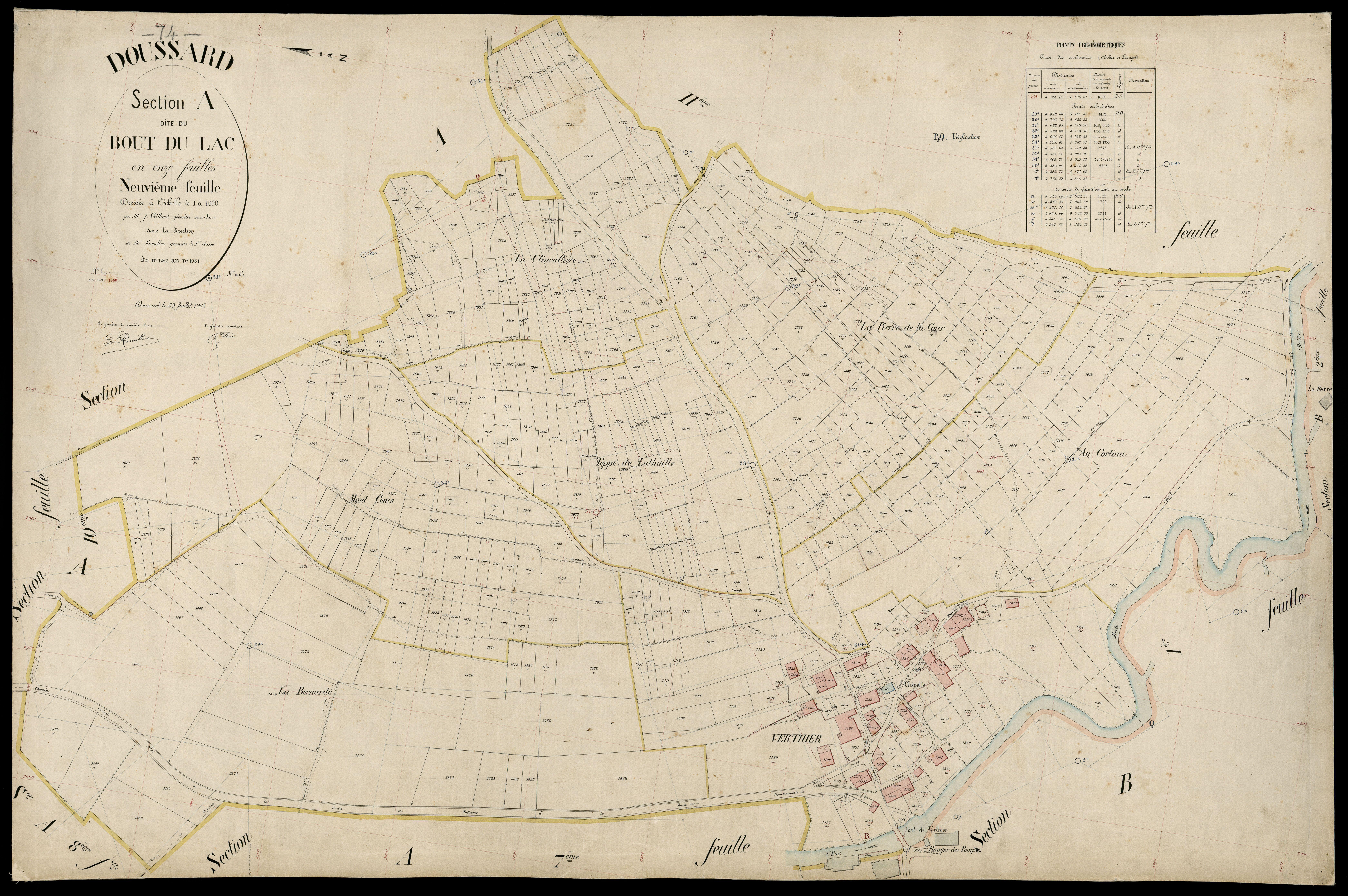 3 P 3 4235 - Feuille n° 10, parcelles n° 1982 à 2228 - 29 juillet 1905