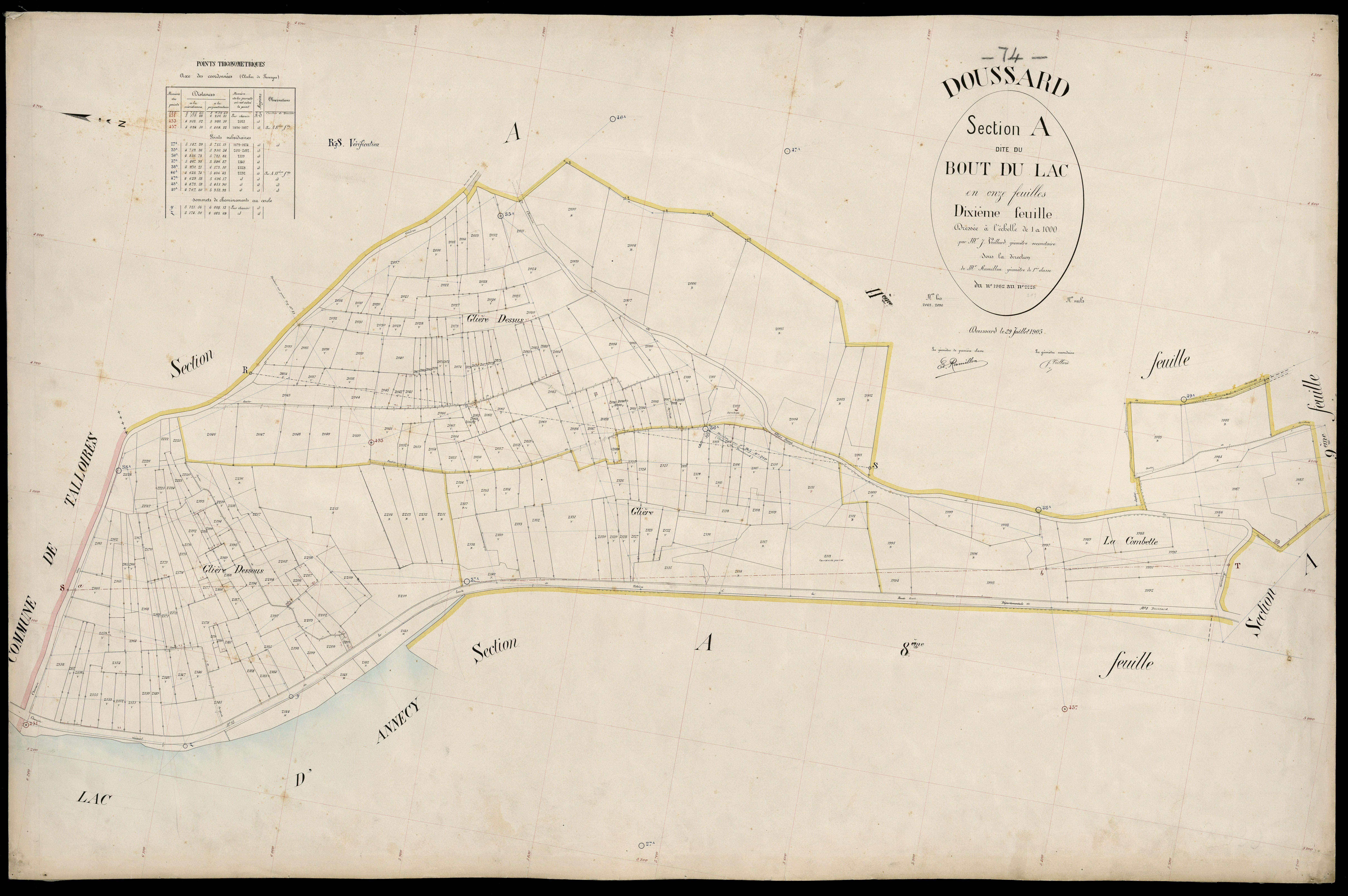 3 P 3 4236 - Feuille n° 11, parcelles n° 2229 à 2376 - 29 juillet 1905
