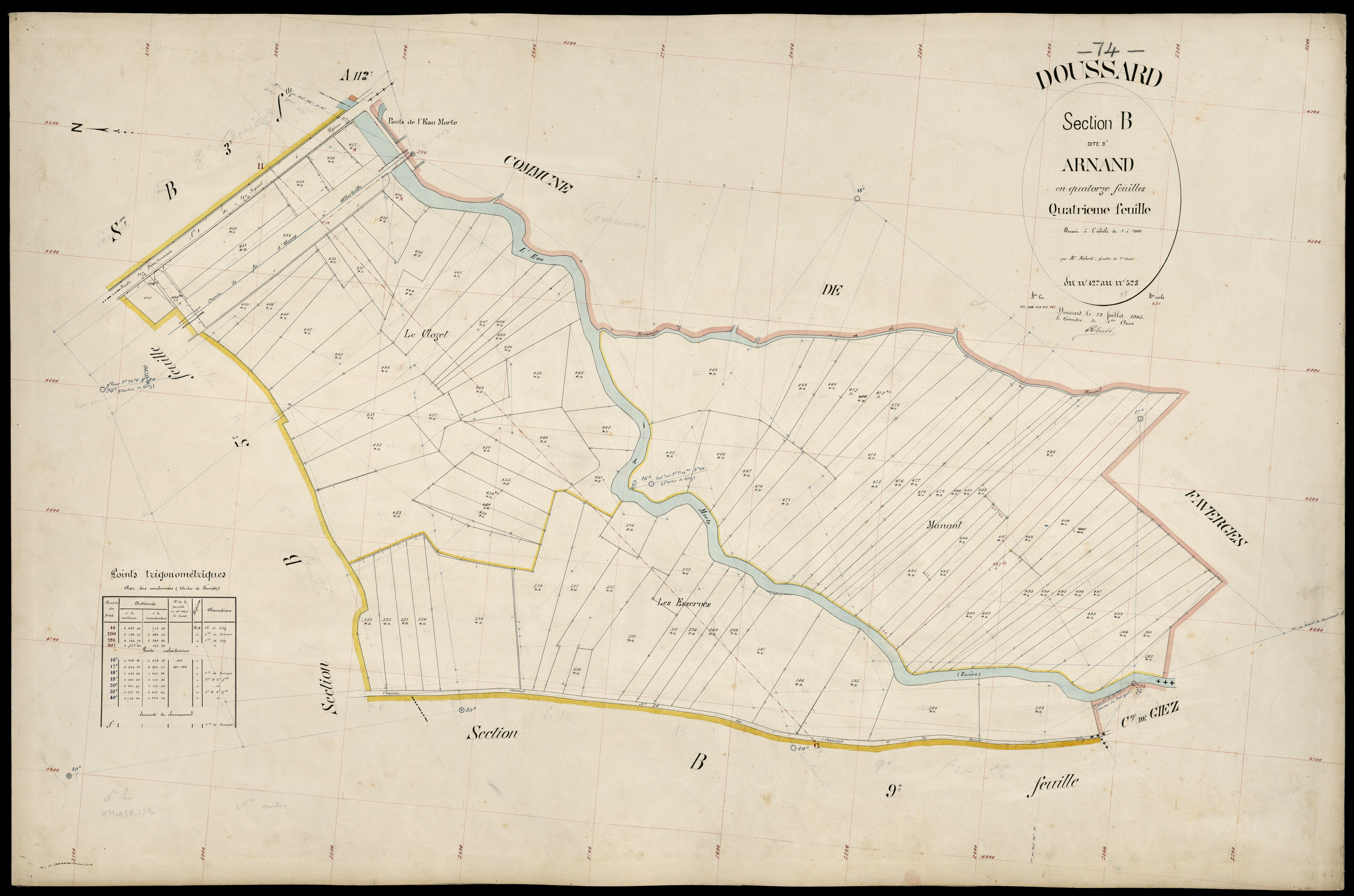 3 P 3 4241 - Feuille n° , parcelles n° 24 à 608 - 29 juillet 1905