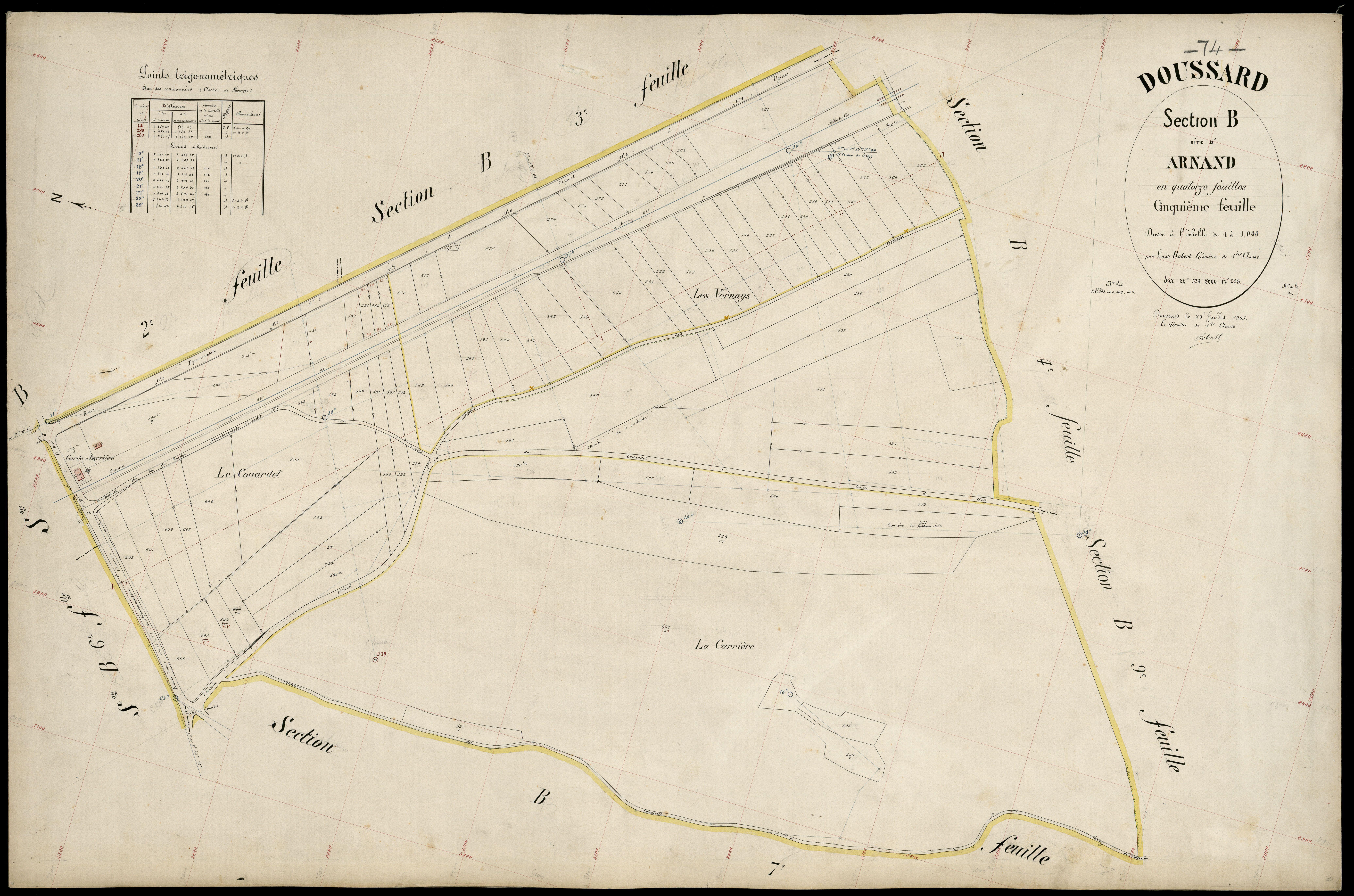 3 P 3 4242 - Feuille n° 6, parcelles n° 609 à 748 - 29 juillet 1905