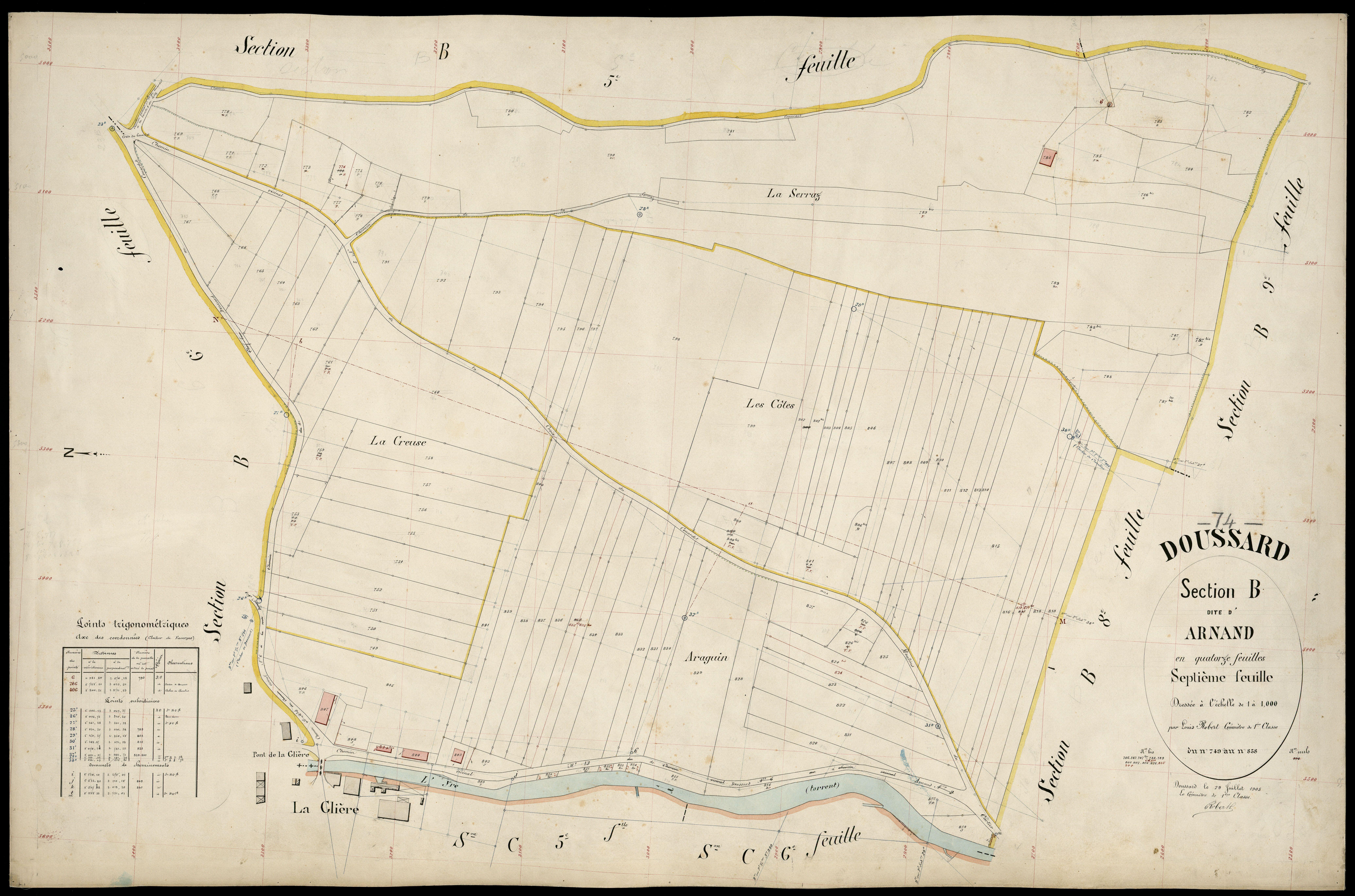 3 P 3 4244 - Feuille n° 8, parcelles n° 89 à 1210 - 29 juillet 1905