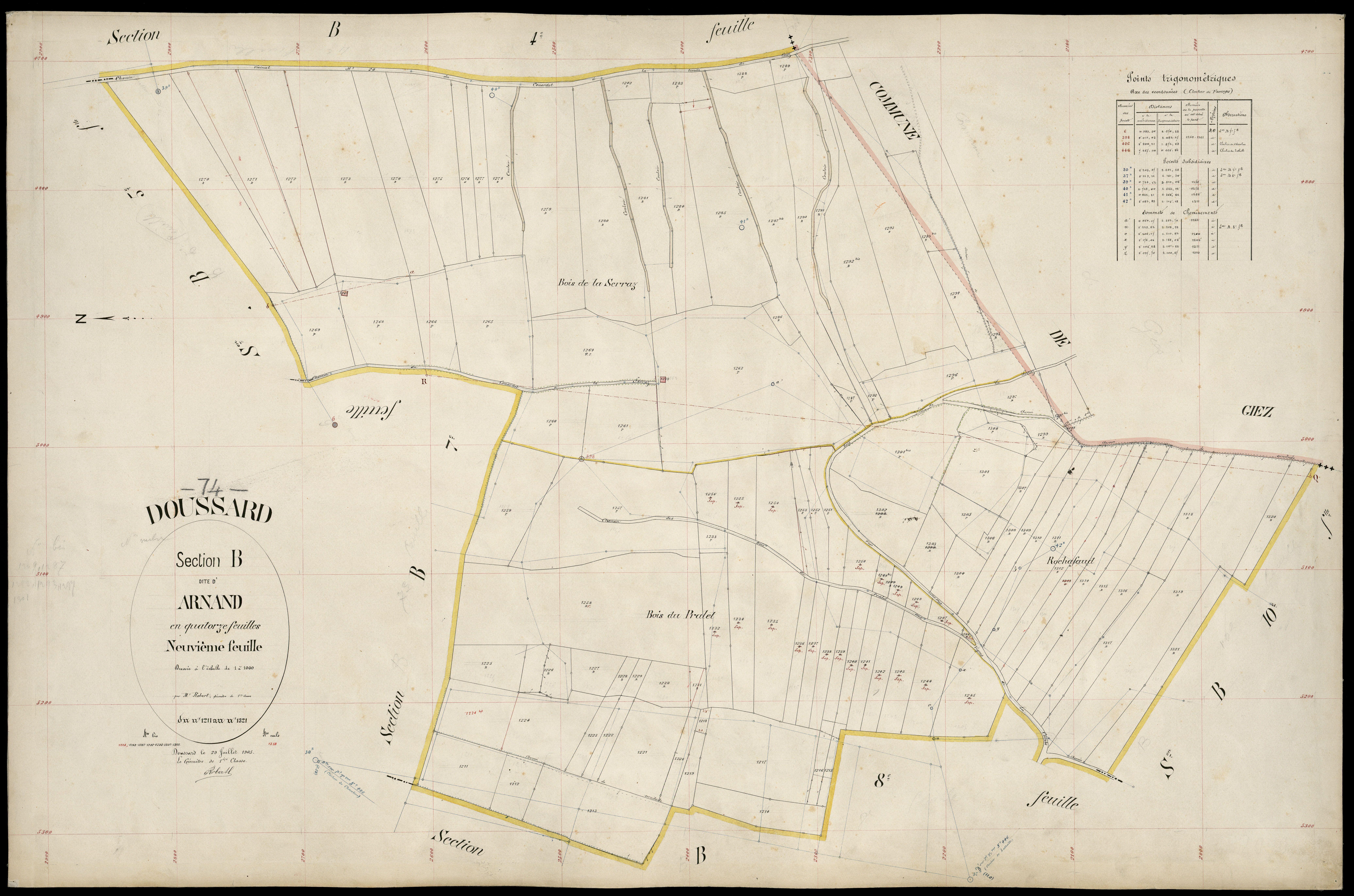 3 P 3 4246 - Feuille n° 10, parcelles n° 1322 à 1443 - 29 juillet 1905