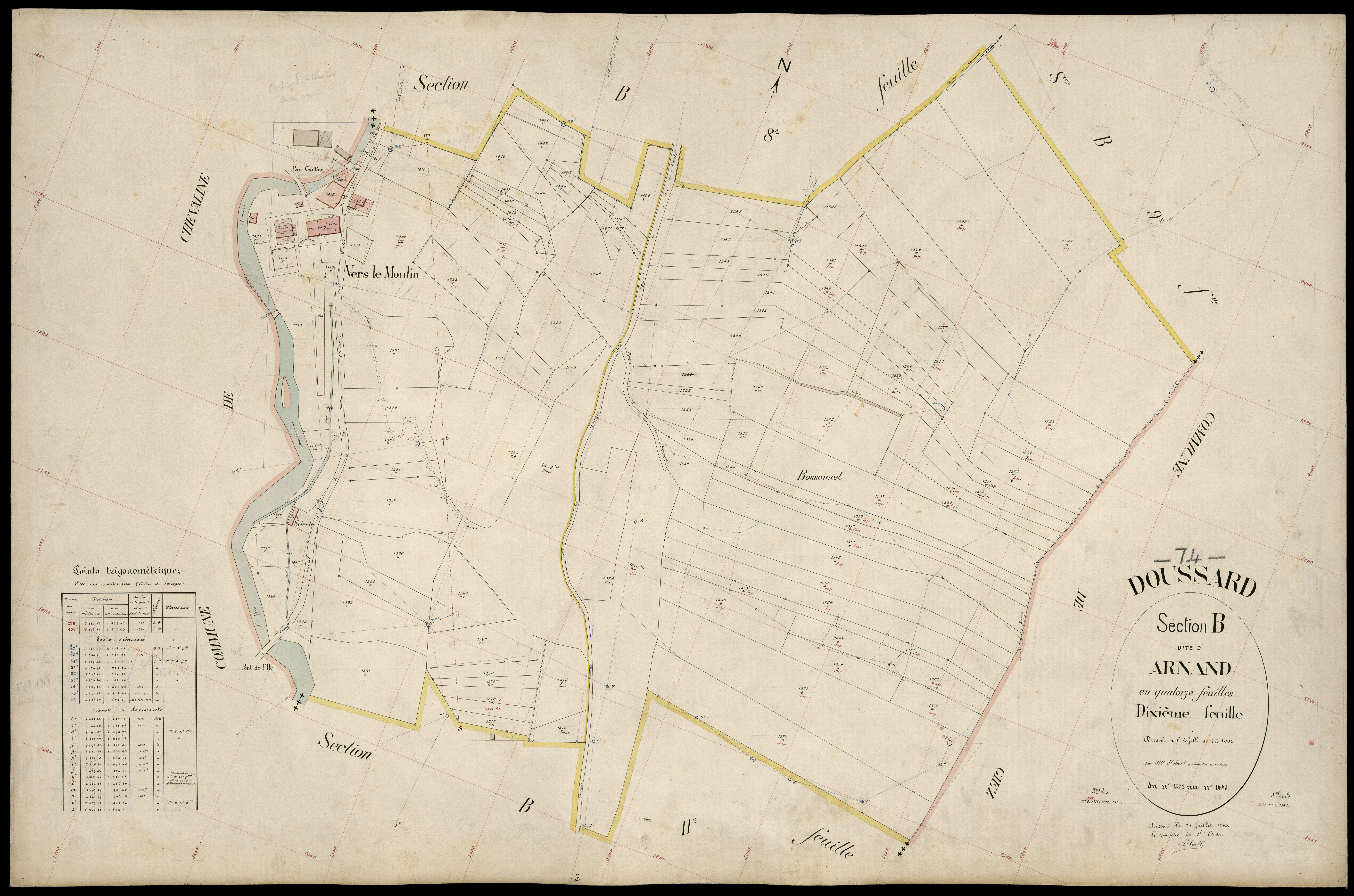 3 P 3 4247 - Feuille n° 11, parcelles n° 1444 à 198 - 29 juillet 1905
