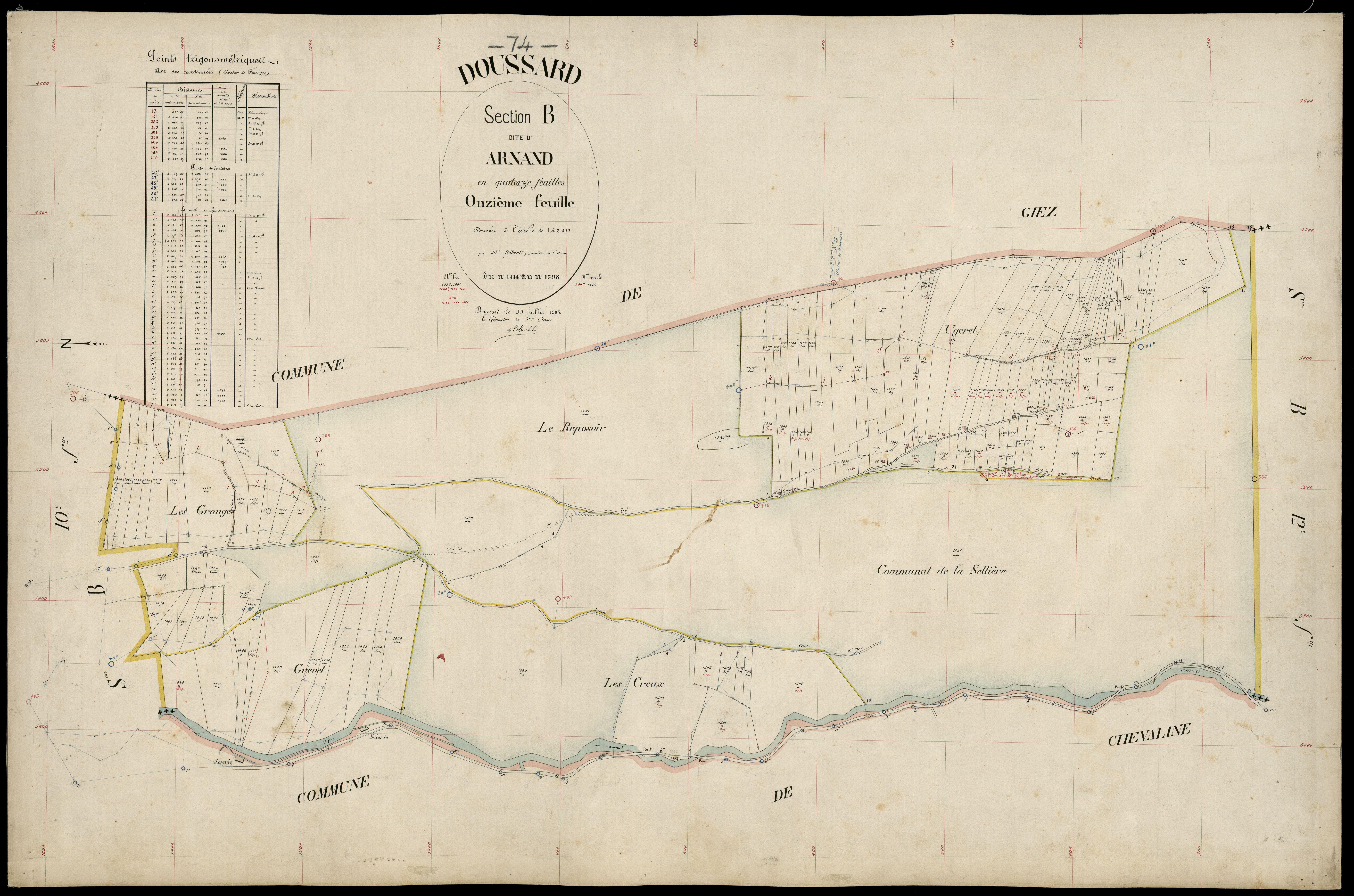 3 P 3 4248 - Feuille n° 12, parcelles n° 199 à 1646 - 29 juillet 1905