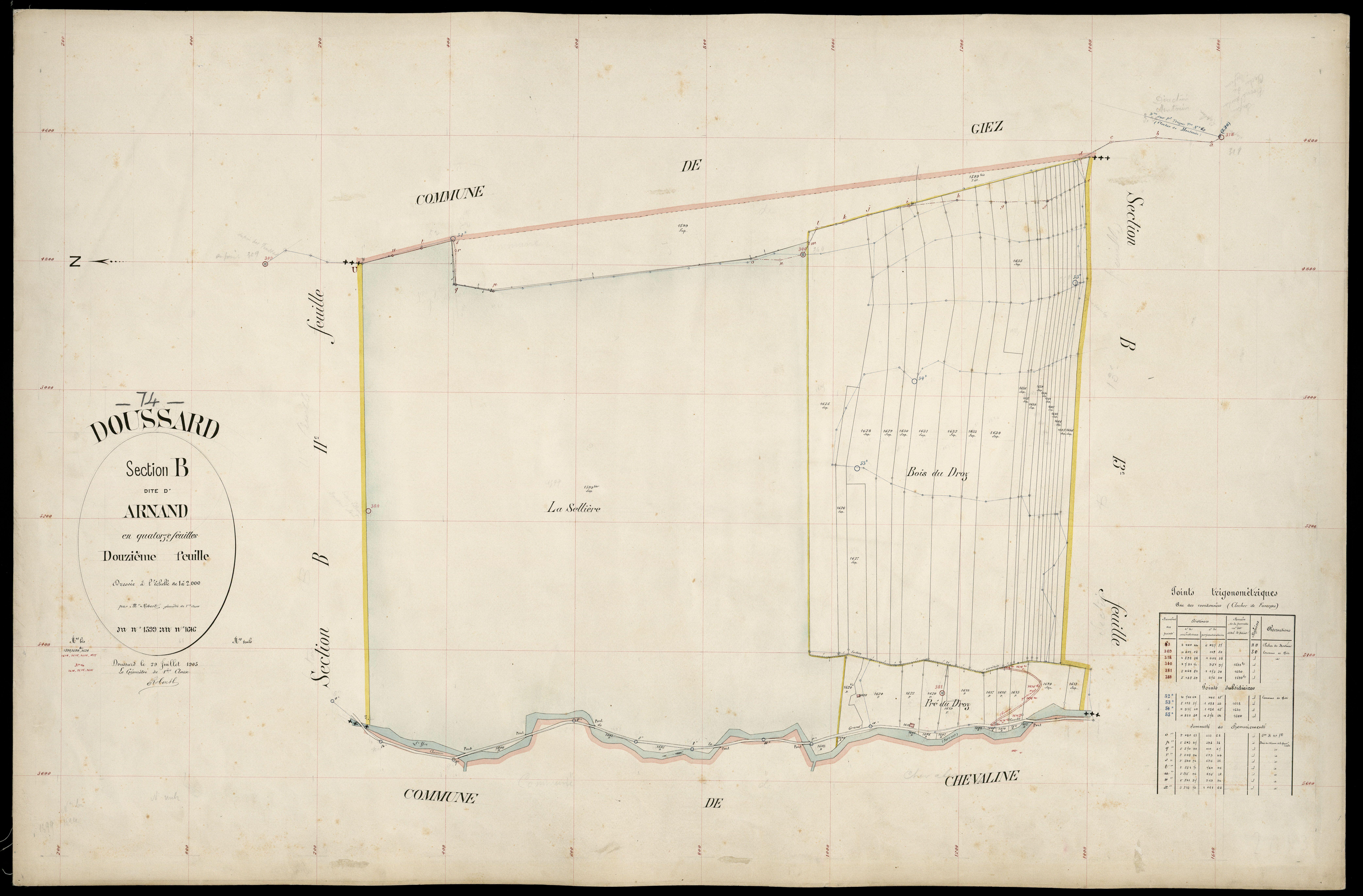 3 P 3 4249 - Feuille n° 13, parcelles n° 1647 à 1700 - 29 juillet 1905