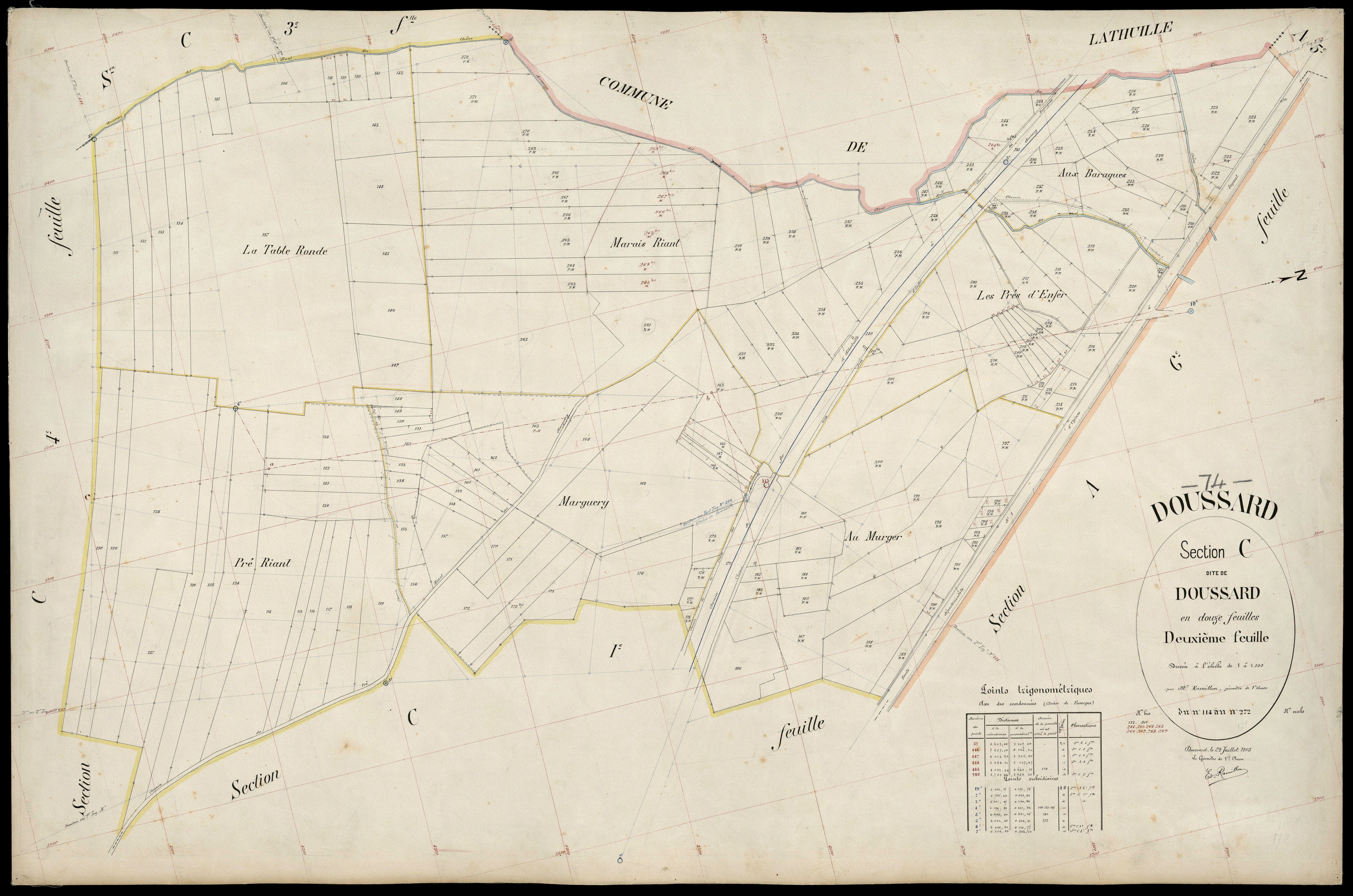 3 P 3 4253 - Feuille n° 3, parcelles n° 273 à 414 - 29 juillet 1905