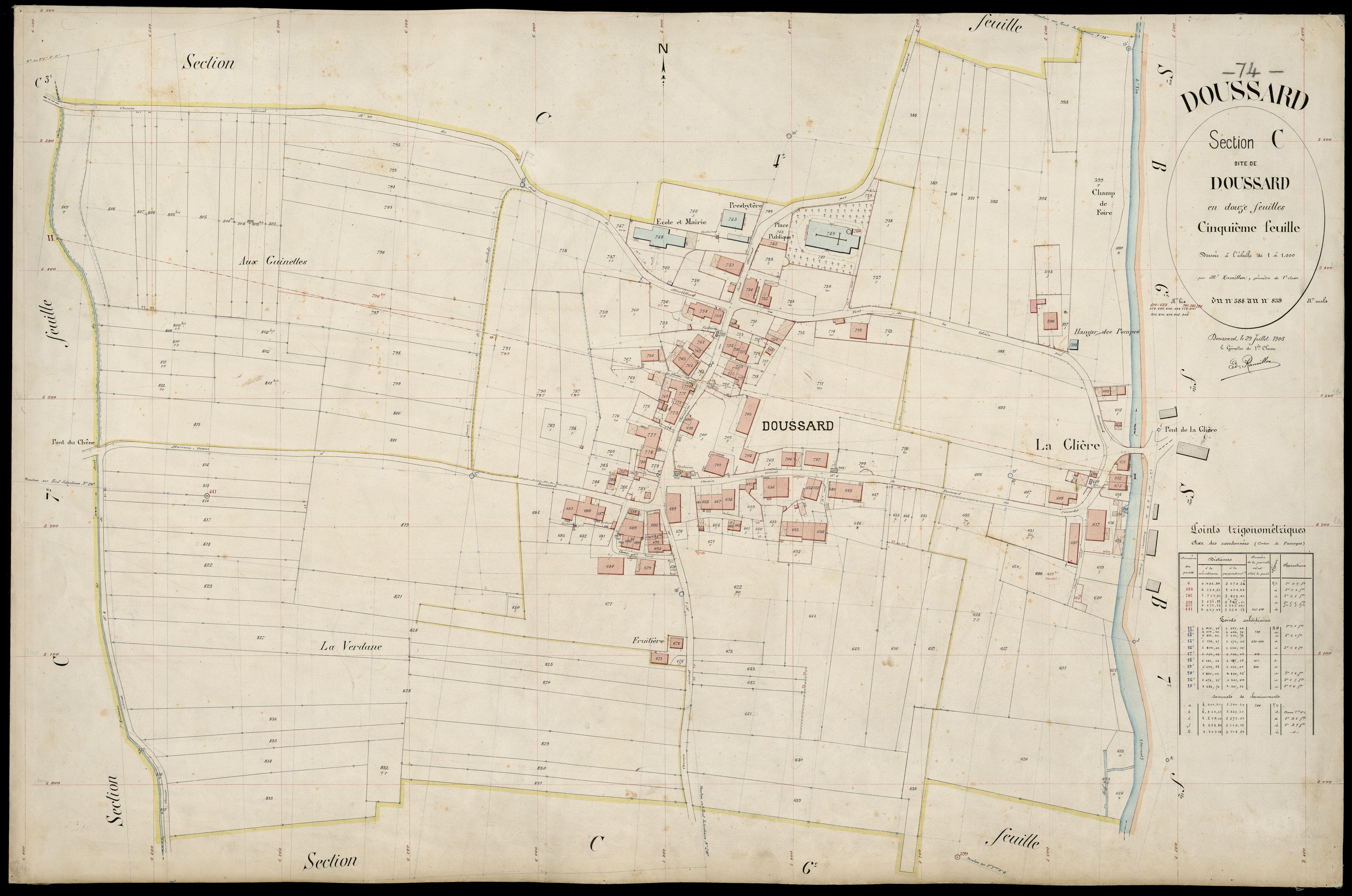 3 P 3 4256 - Feuille n° 6, parcelles n° 840 à 1006 - 29 juillet 1905