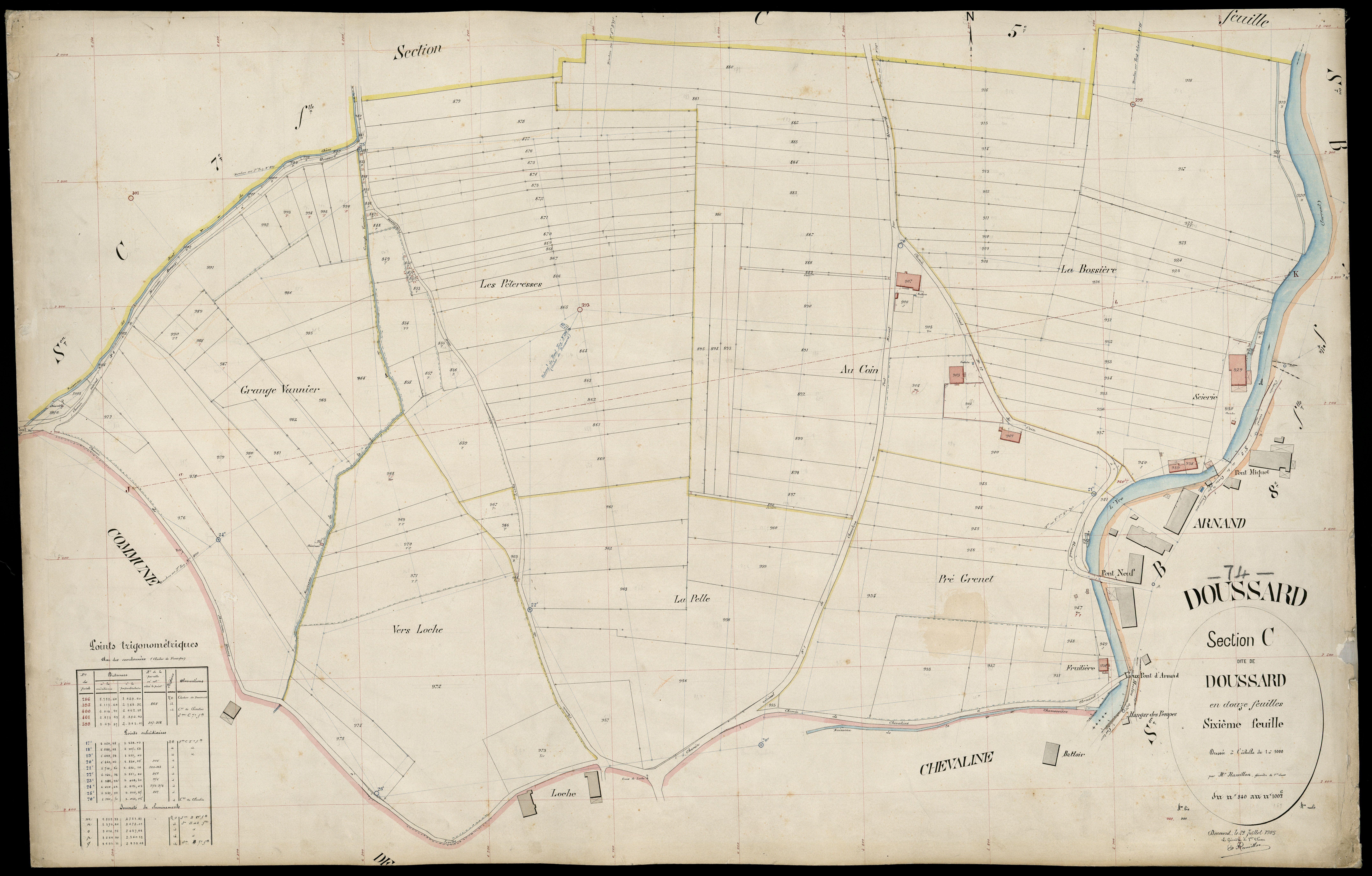 3 P 3 4257 - Feuille n° 7, parcelles n° 1007 à 118 - 29 juillet 1905