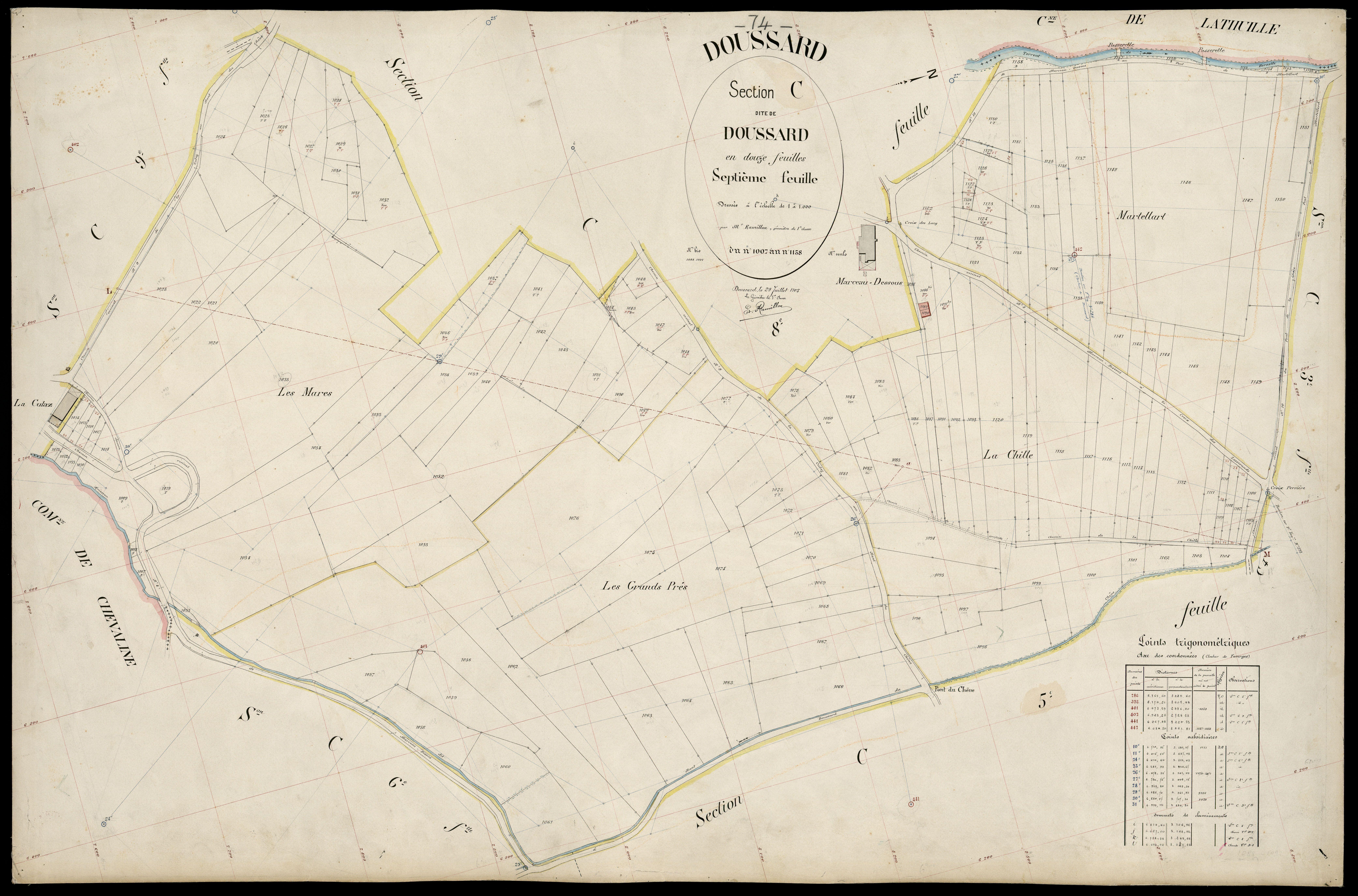 3 P 3 4258 - Feuille n° 8, parcelles n° 119 à 146 - 29 juillet 1905