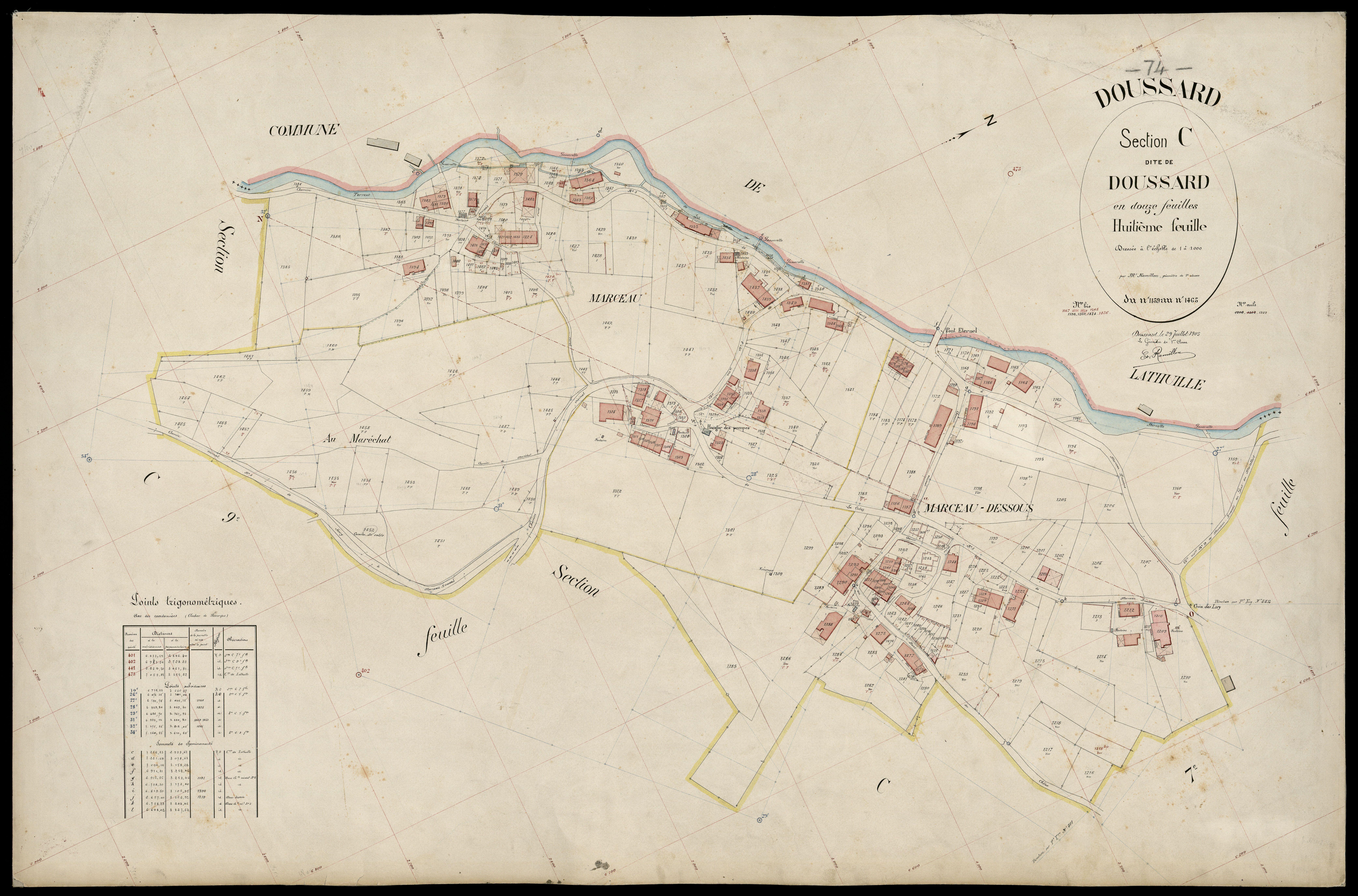3 P 3 4259 - Feuille n° 9, parcelles n° 1466 à 1718 - 29 juillet 1905