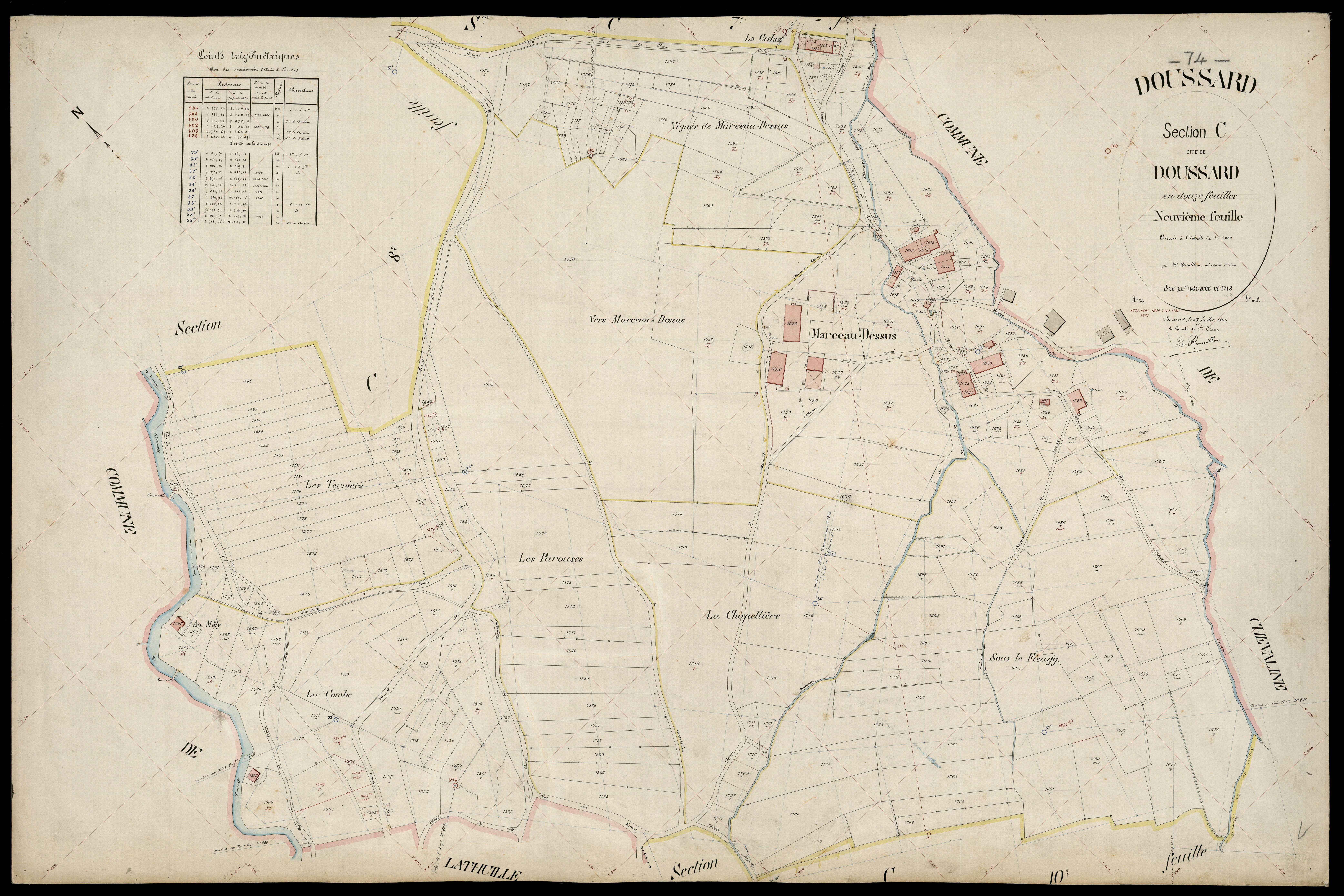 3 P 3 4260 - Feuille n° 10, parcelles n° 1719 à 1966 - 29 juillet 1905